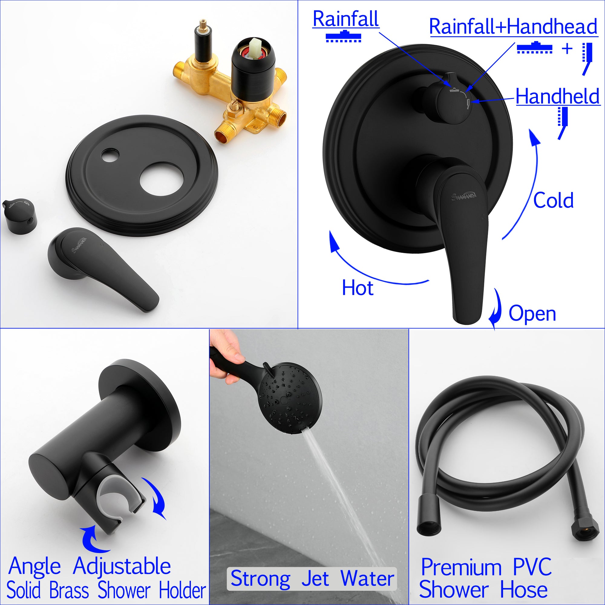 Boyel Living Elegant Rain Shower Head System with Handheld Complete Shower System-Boyel Living