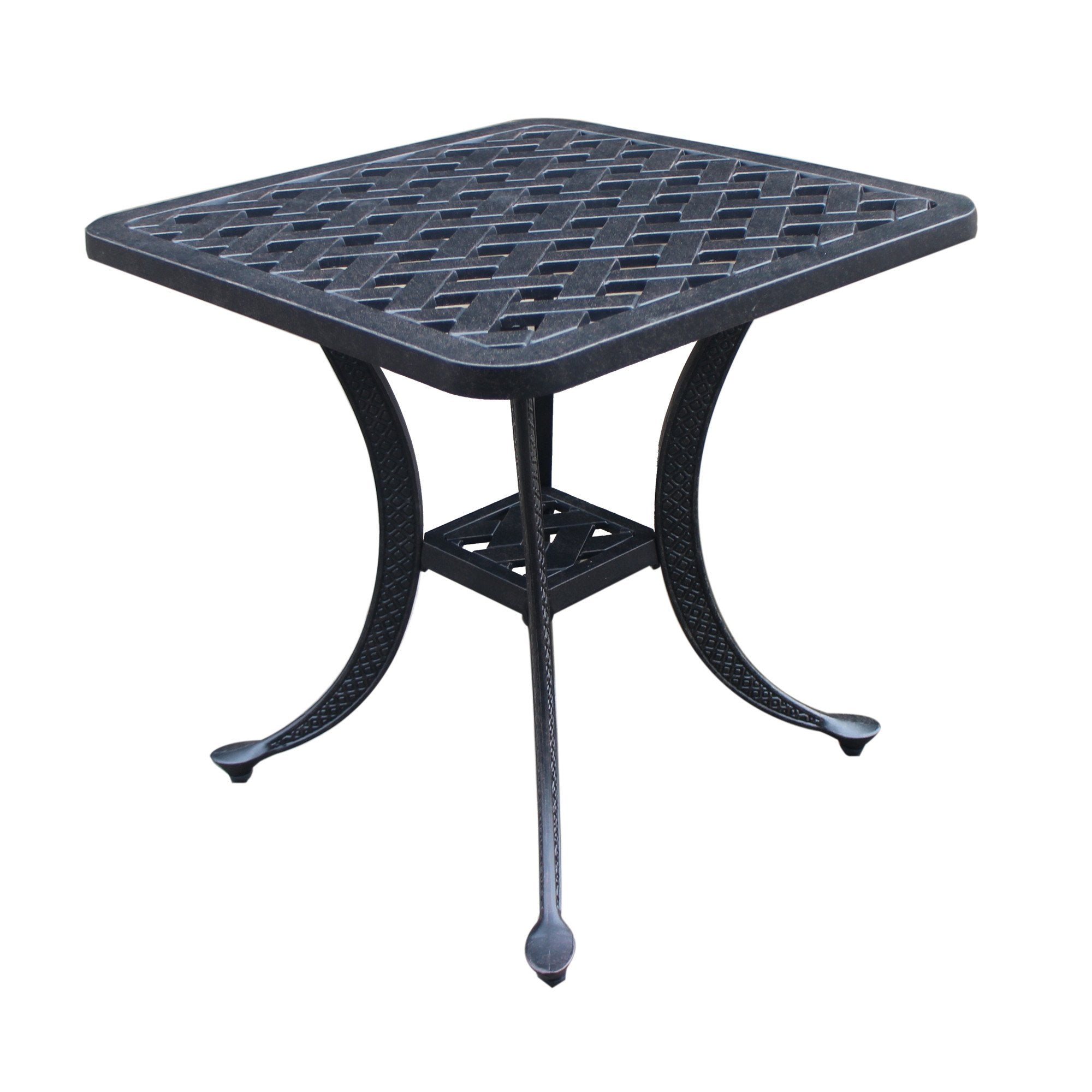 Outdoor Patio Cast Aluminum 21 Inch Square Standard End Table In Dark Grey-Boyel Living