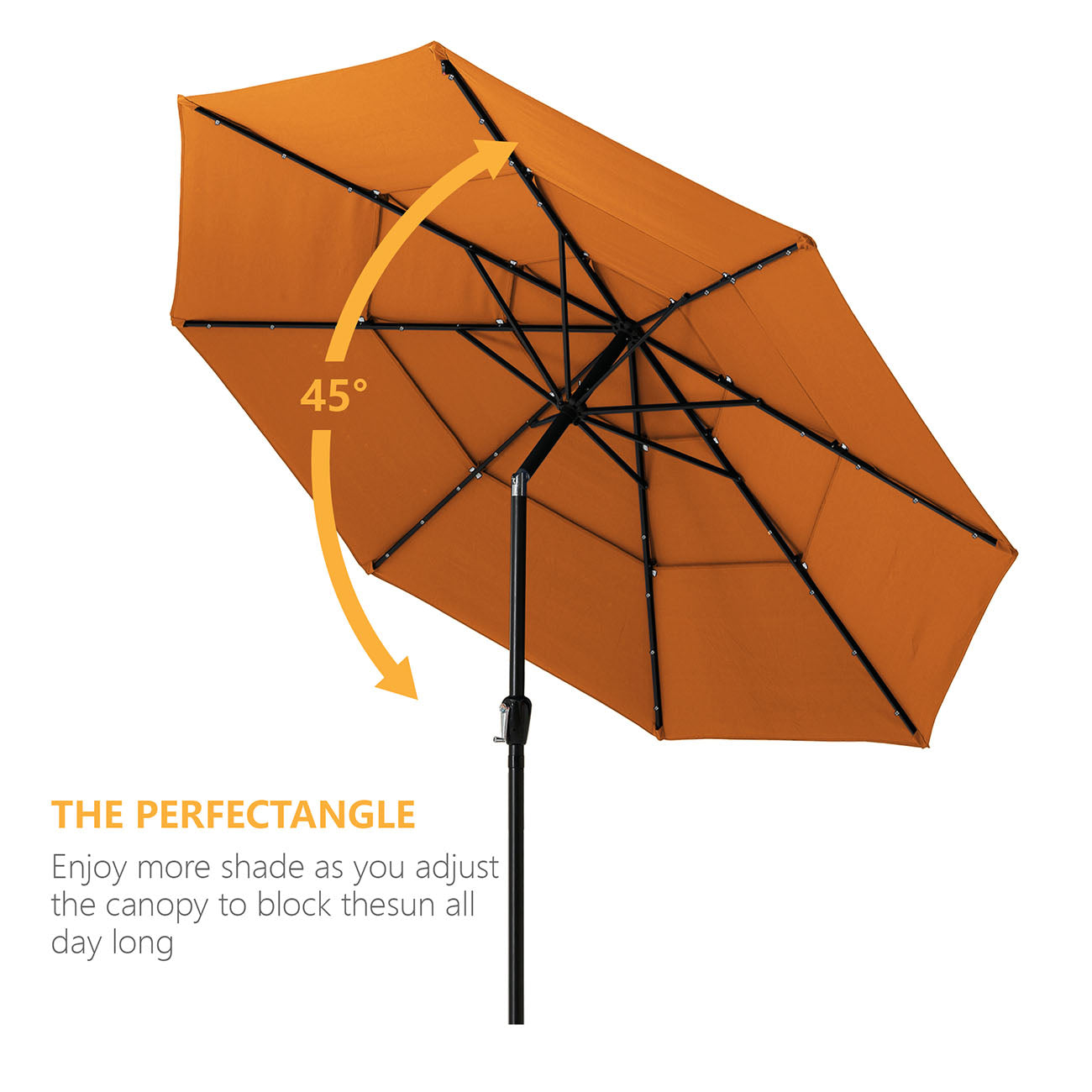 Boyel Living 11-Ft Market Patio Umbrella with LED (Orange)-Boyel Living