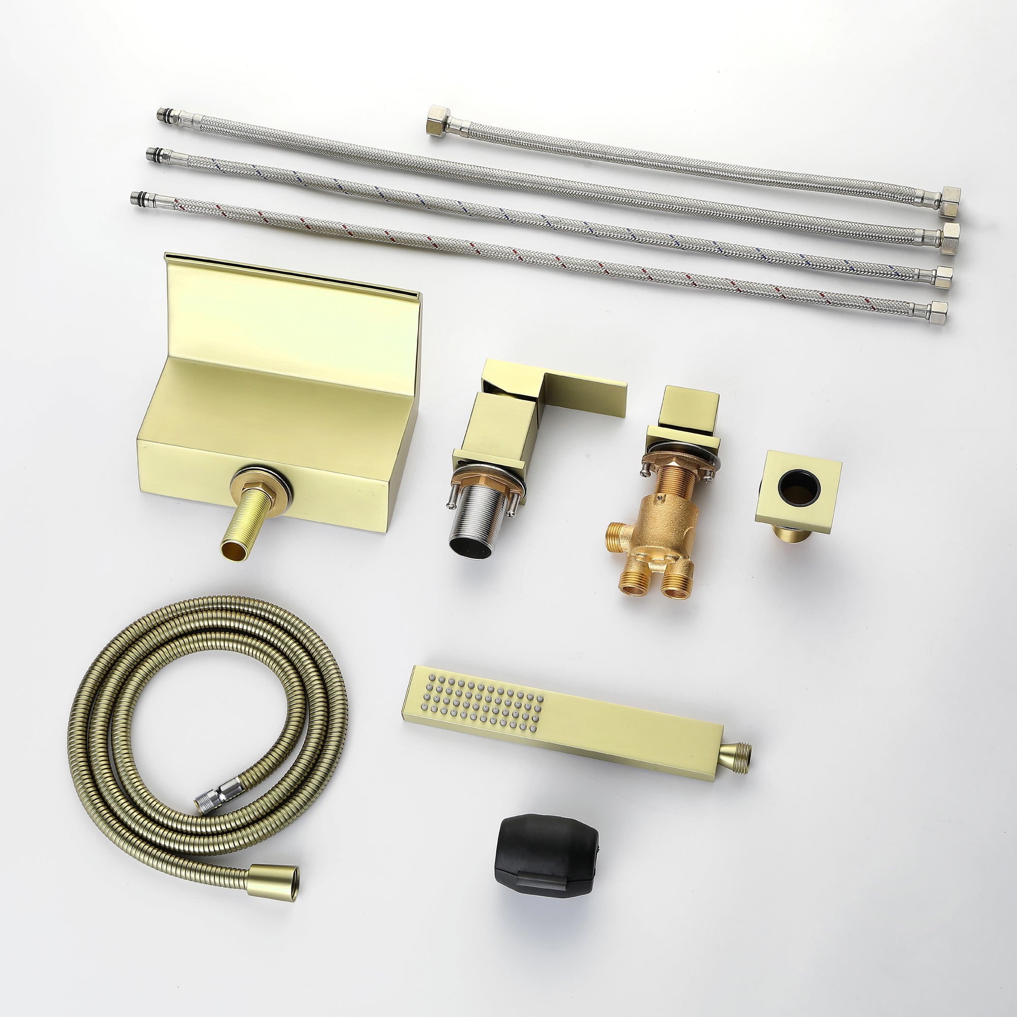 Boyel Living Bathtub Faucets Tub Deck Mount Roman Tub Faucet with Hand Shower and Water Suply Hose-Boyel Living