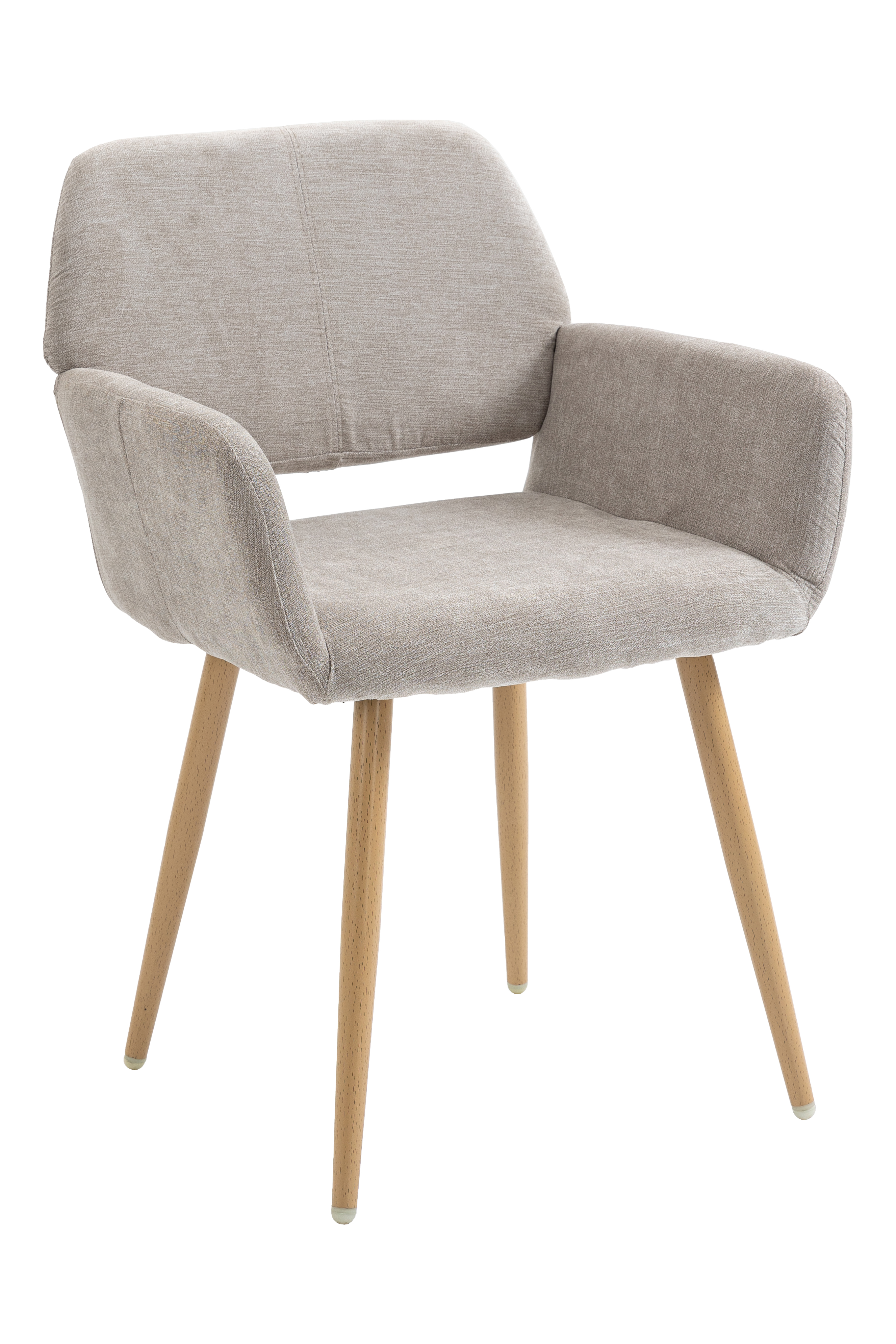 Fabric Upholstered Side Dining Chair with Metal Leg(Beige fabric+Beech Wooden Printing Leg),KD backrest-Boyel Living