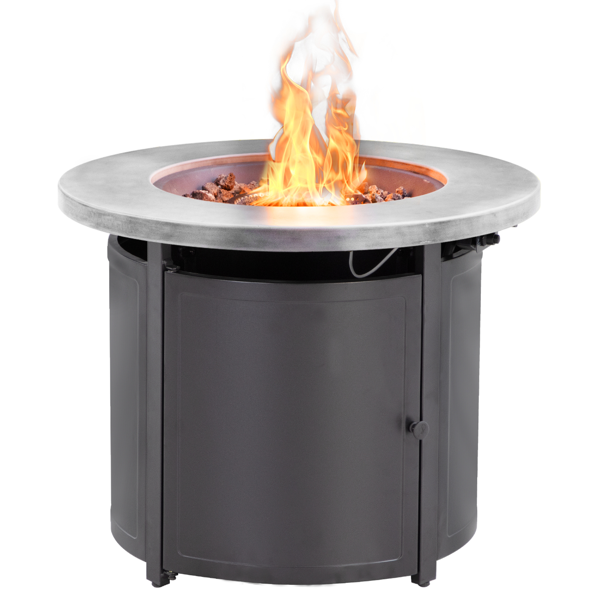 2022 LAUSAINT HOME Round Gas Fire Pit Table with Fire Stocks for Patio,55000 BTU Black Outdoor Propane Firepits,Auto-Ignition CSA Certification-Boyel Living