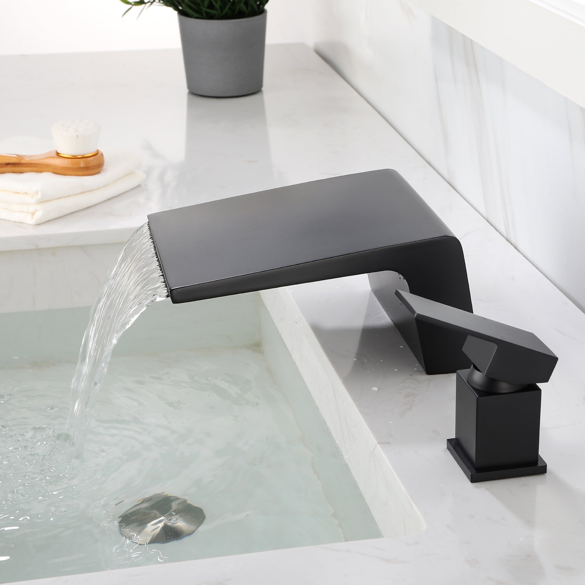 Boyel Living 8 in. Widespread Single Handle Bathroom Faucet with cUPC Hose in Matte Black-Boyel Living