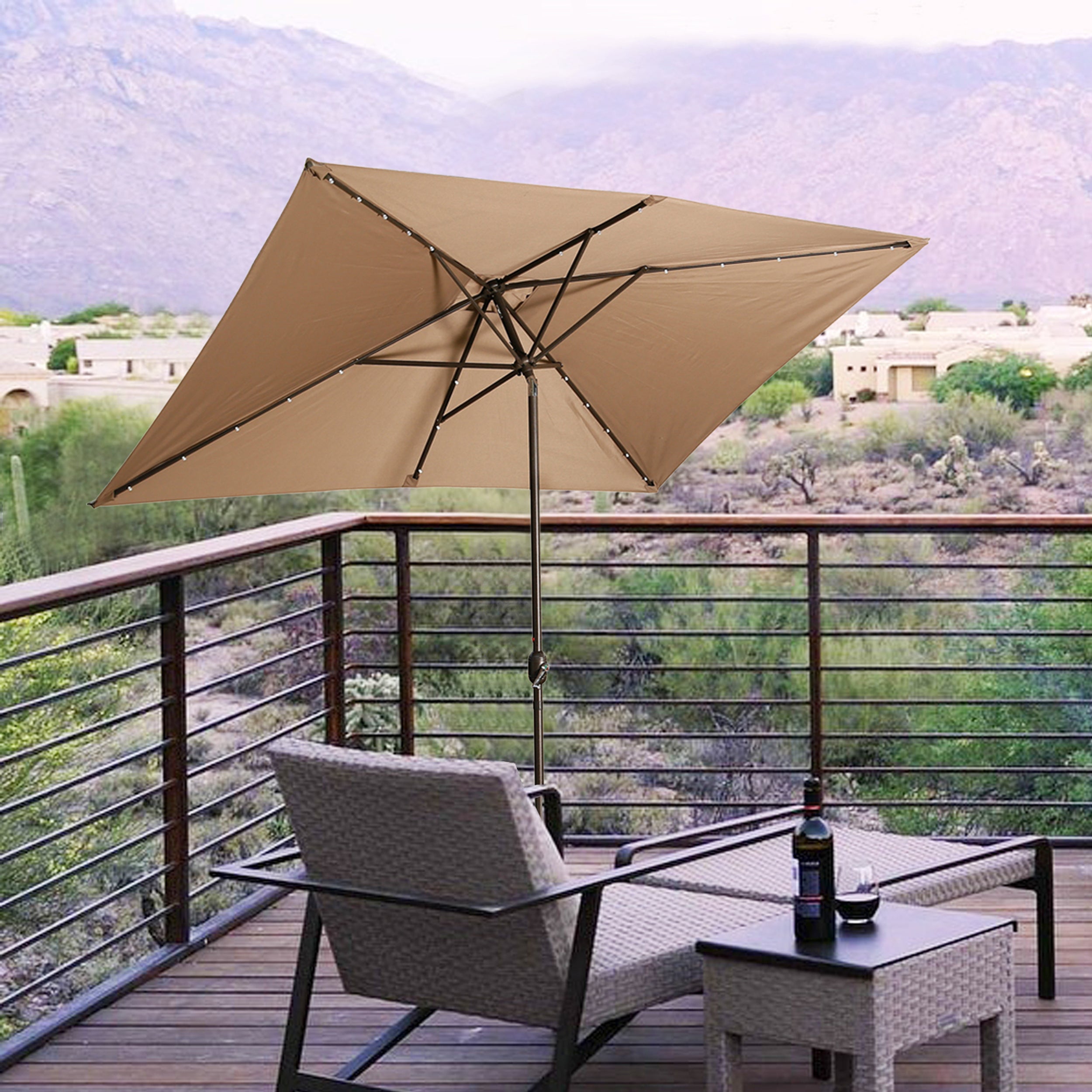 10' x 6'5 Rectangular Lighted Market Umbrella-Boyel Living