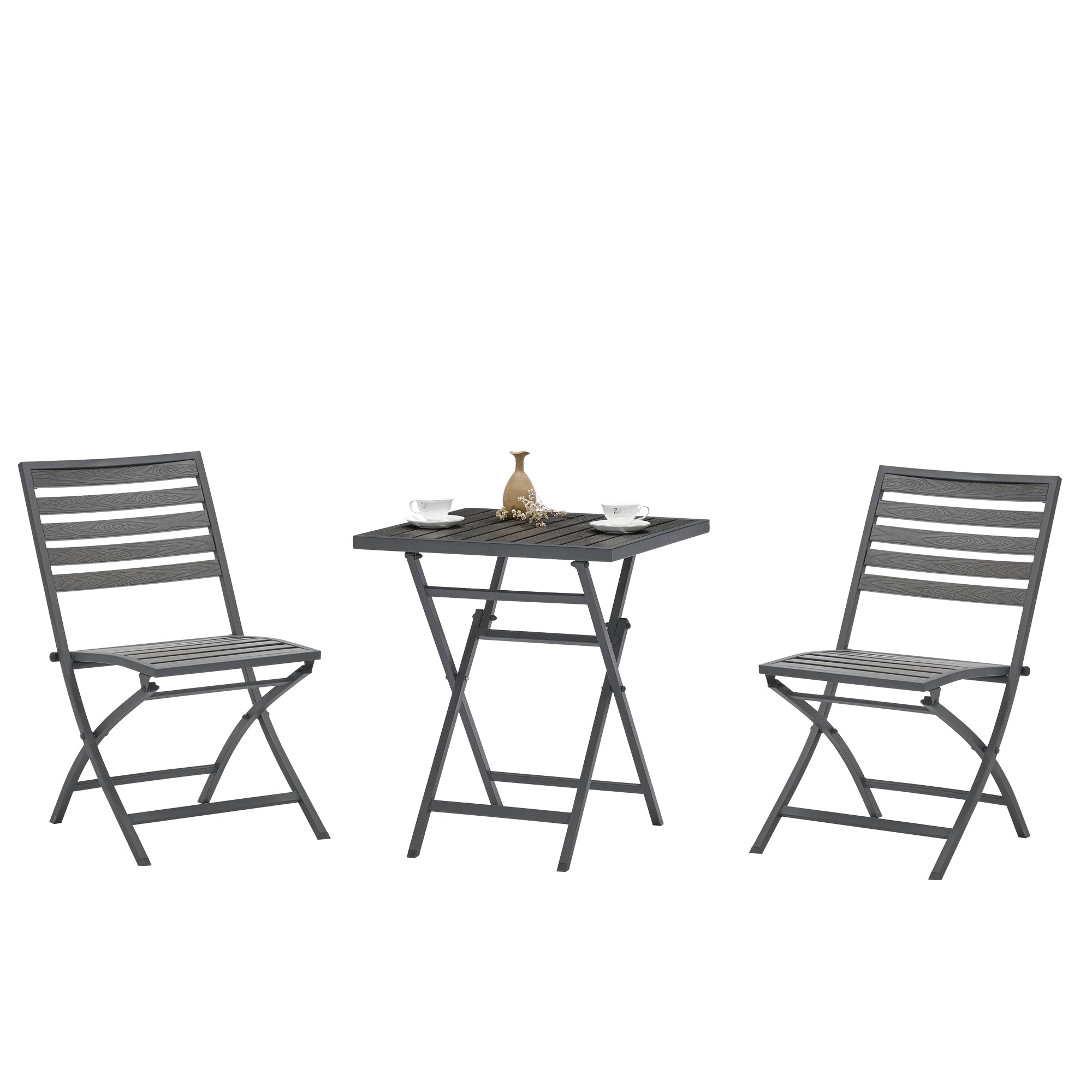 Modern outdoor plastic wood folding table and chair 3PCS (2 Chairs+1 table)-Boyel Living