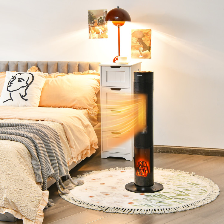 1500W Ceramic Tower Space Heater with Remote Control and Realistic 3D Flame-Boyel Living