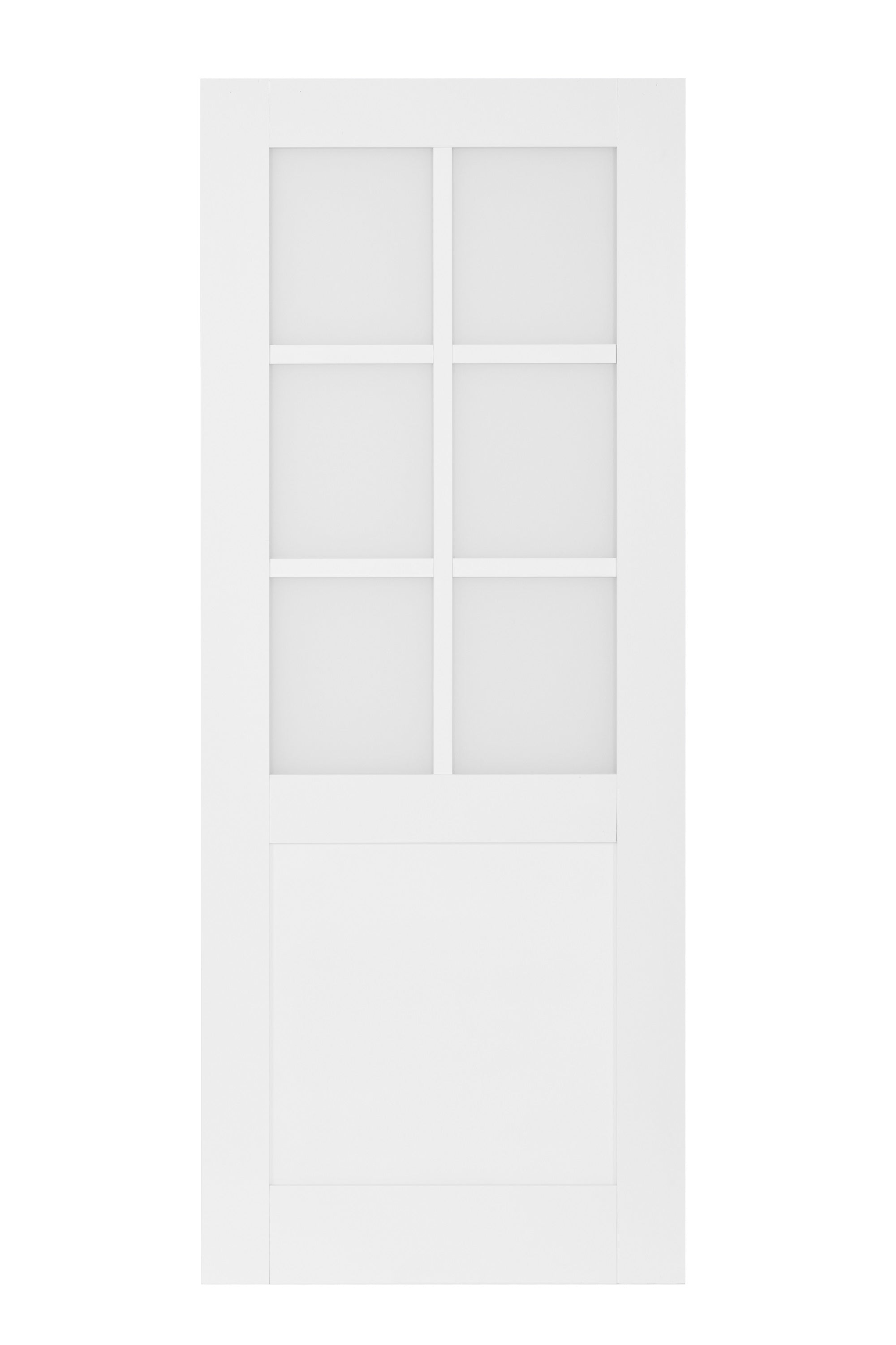 32 in. 6-Lite Solid Core Primed Panel Insert with Frsoted Glass Interior Door Slab-Boyel Living