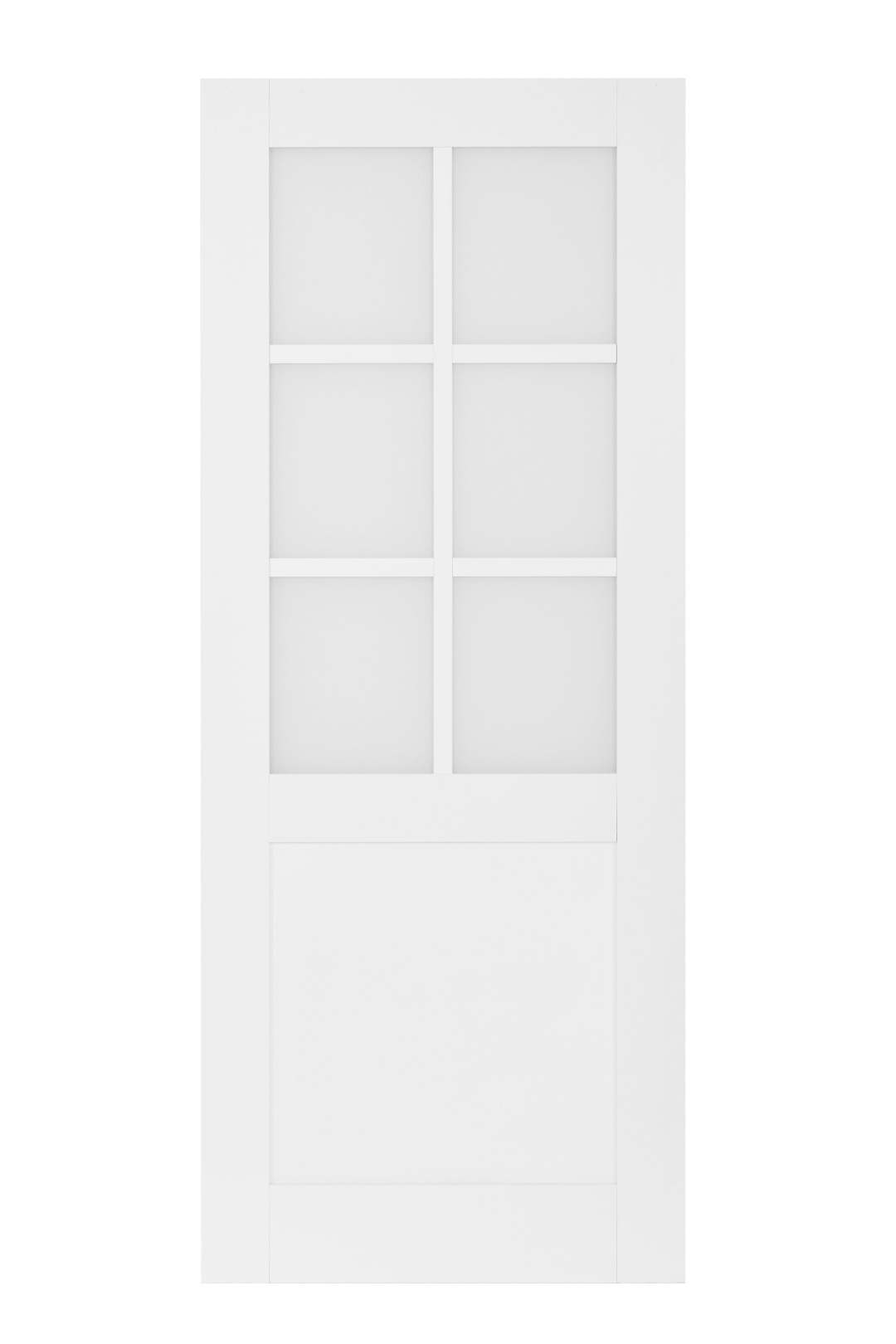 32 in. 6Lite Solid Core Primed Panel Insert with Frsoted Glass