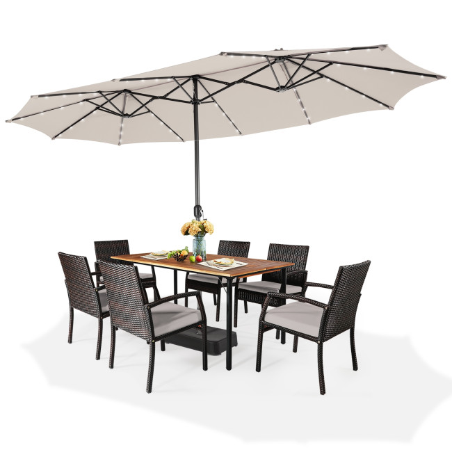 Boyel Living 15 Feet Double-Sided Patio Umbrella with 48 LED Lights