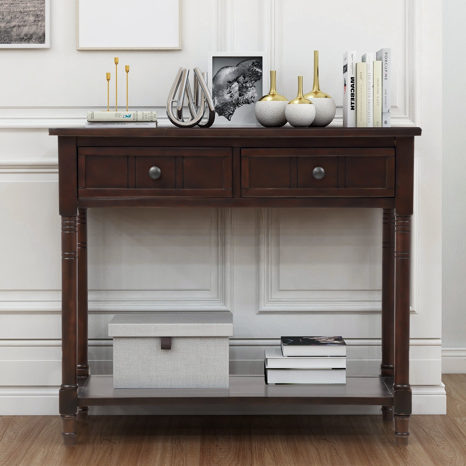 Daisy Series Console Table Traditional Design with Two Drawers and Bottom Shelf-Boyel Living
