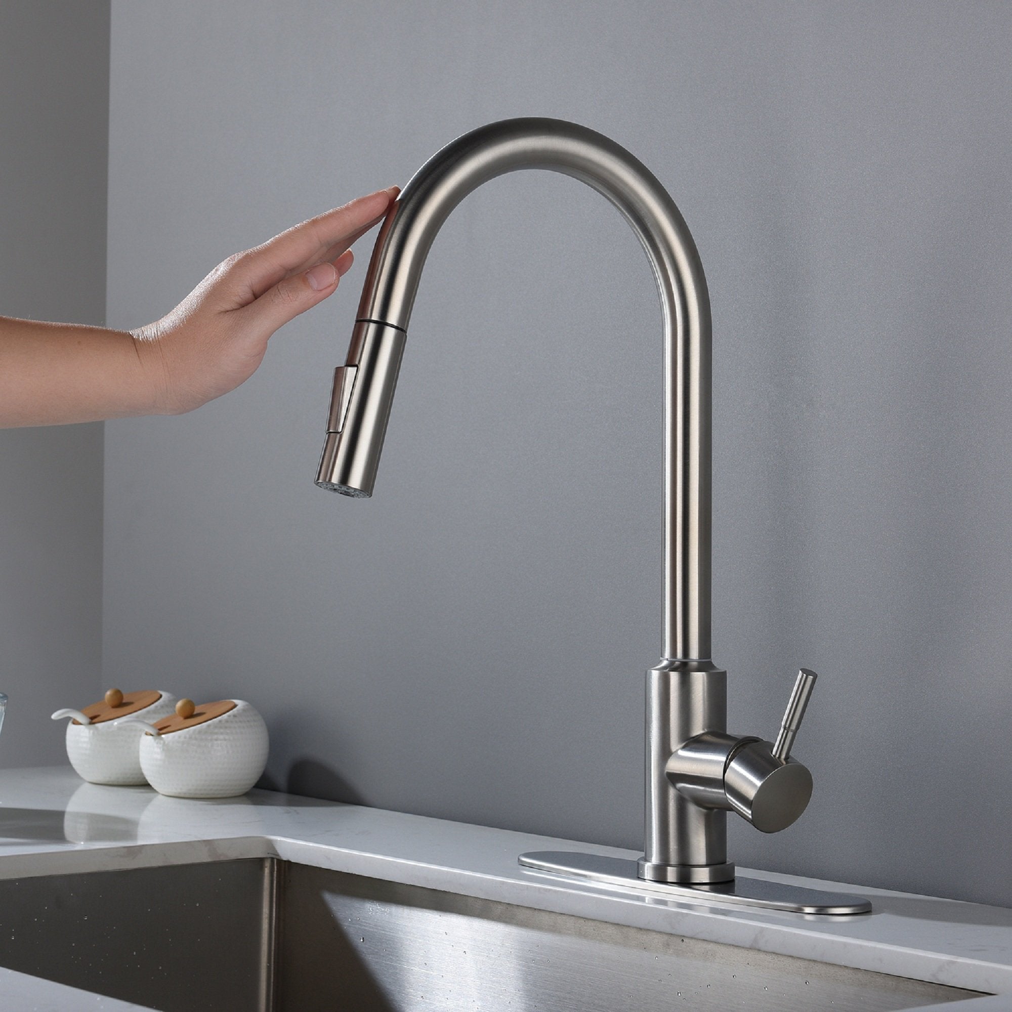 Touch Kitchen Faucet with Pull Down Sprayer-Boyel Living