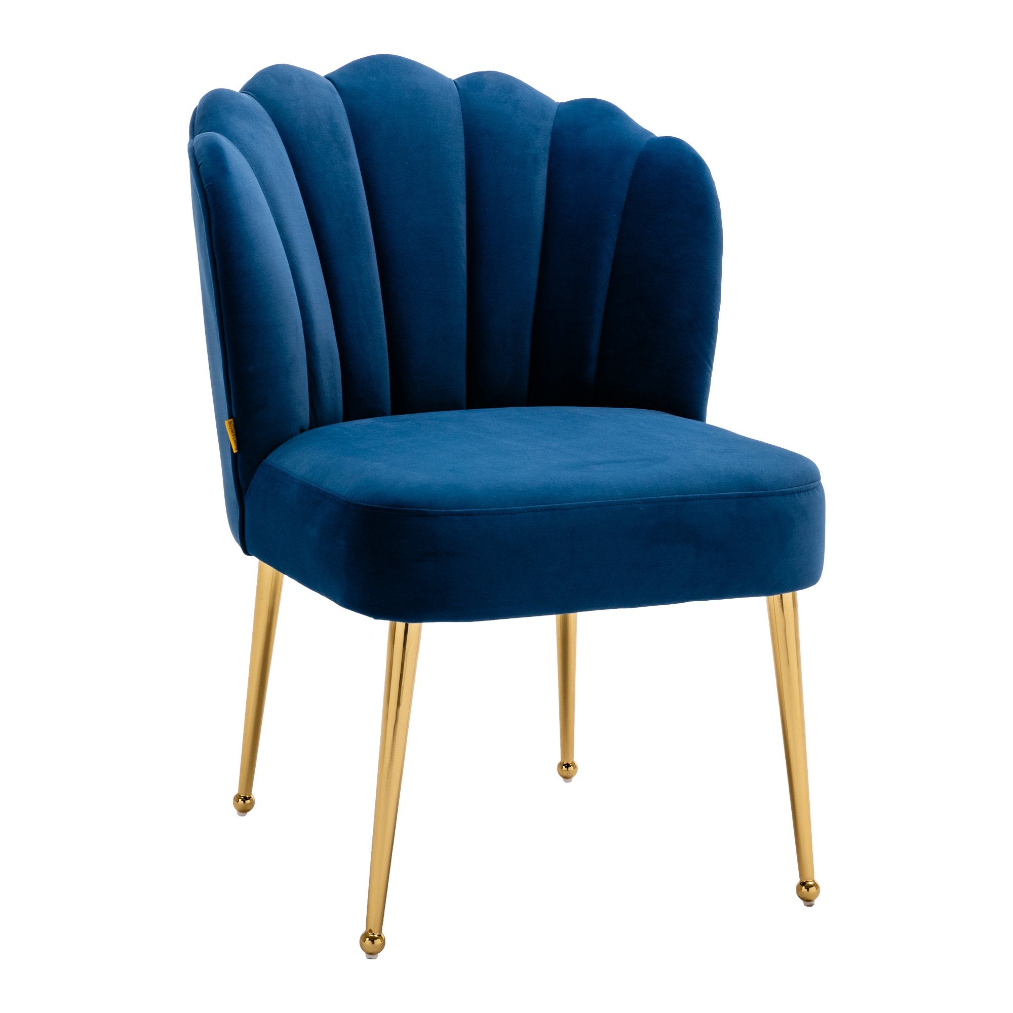 Boyel Living Modern Seashell Design Velvet Side Chair with Ball Design Gold Legs-Boyel Living