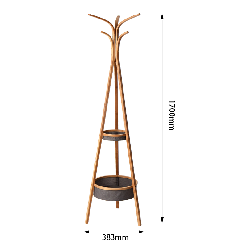 Living Room Bamboo Coat Rack with Storage Rack &Phi;15.1 x 66.9 inch-Boyel Living