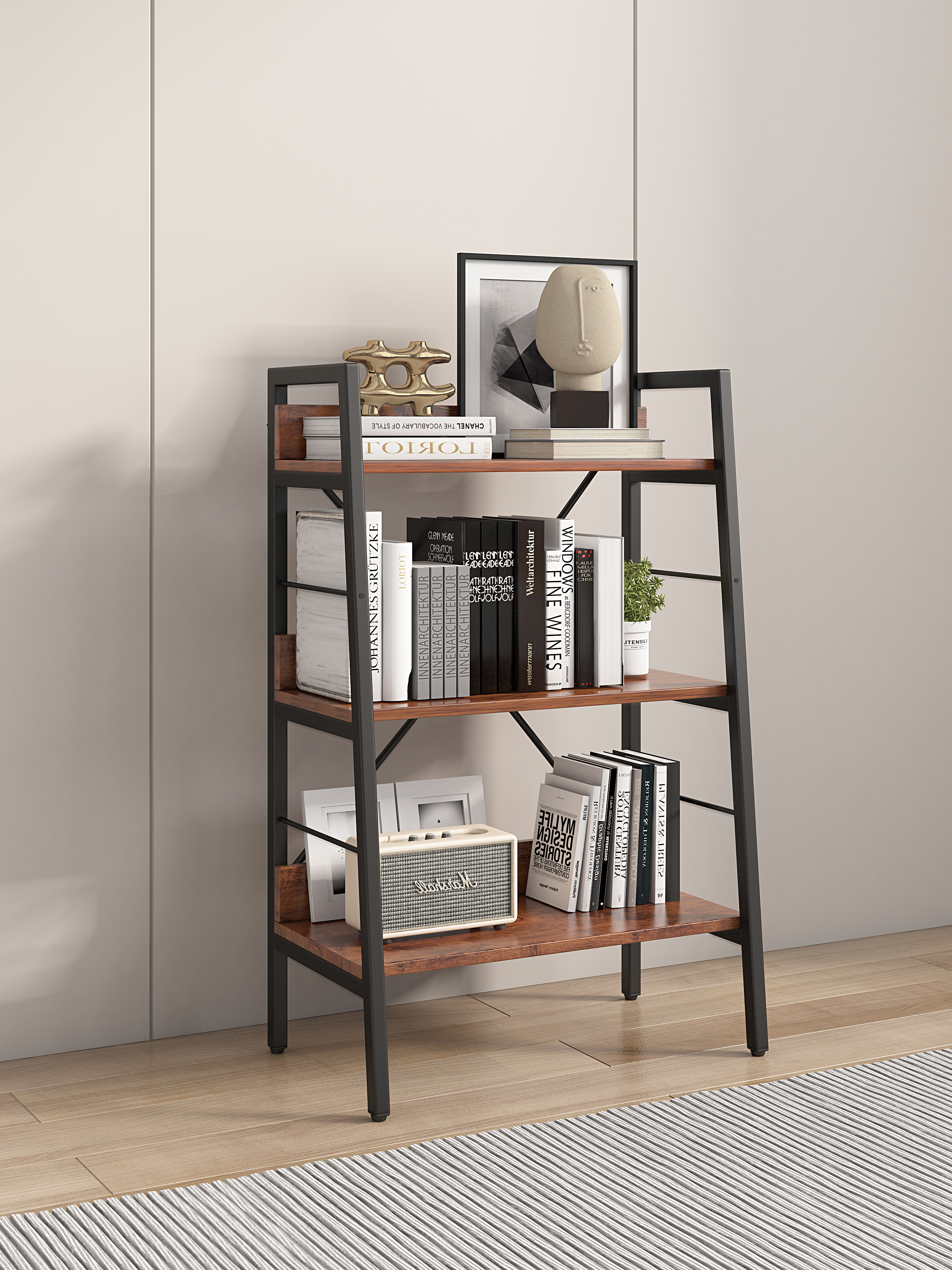 DN 3 LAYER DISPLAY  Bookshelf H Ladder Shelf Storage Shelves Rack Shelf Unit METAL FRAME, Tigger,  1 pc per carton-Boyel Living