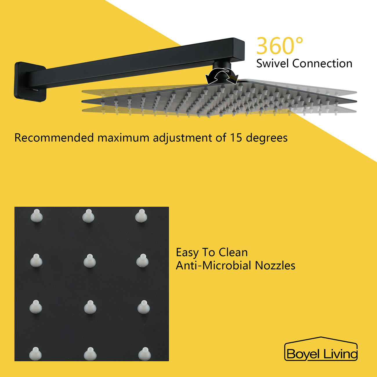 Boyel Living 10 in. Wall Mounted Dual Shower Heads Set with Easy to Clean Nozzle-Boyel Living