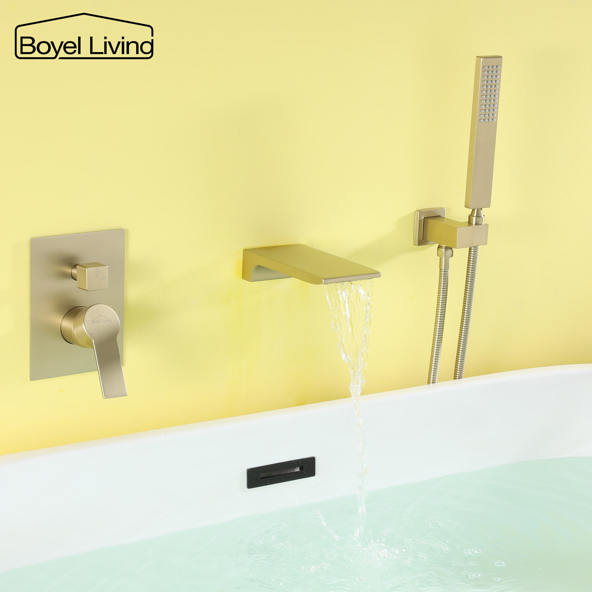 Single-Handle Wall Mounted Roman Bathtub Faucet with Hand Shower-Boyel Living