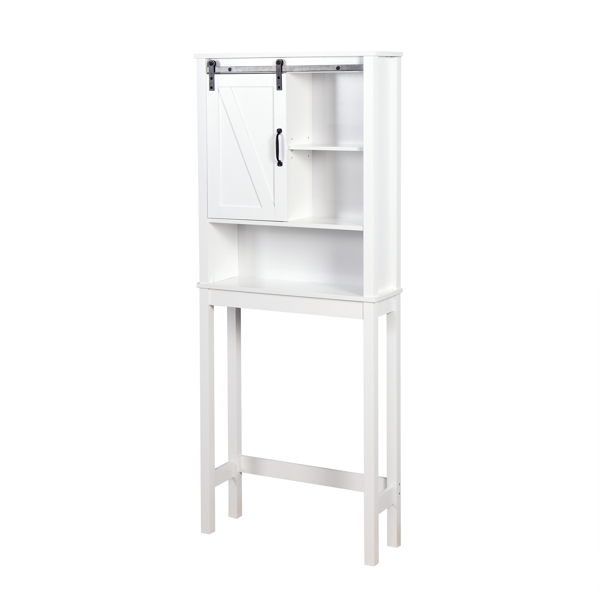 Over-the-Toilet Storage Cabinet, Space-Saving Bathroom Cabinet, with Adjustable Shelves and A Barn Door 27.16 x 9.06 x 67 inch-Boyel Living