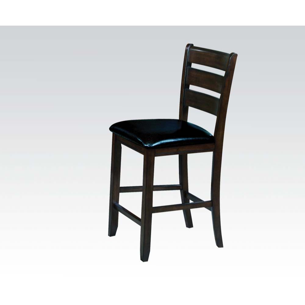 ACME Urbana Counter Height Chair (Set-2) in Black PU  Espresso-Boyel Living