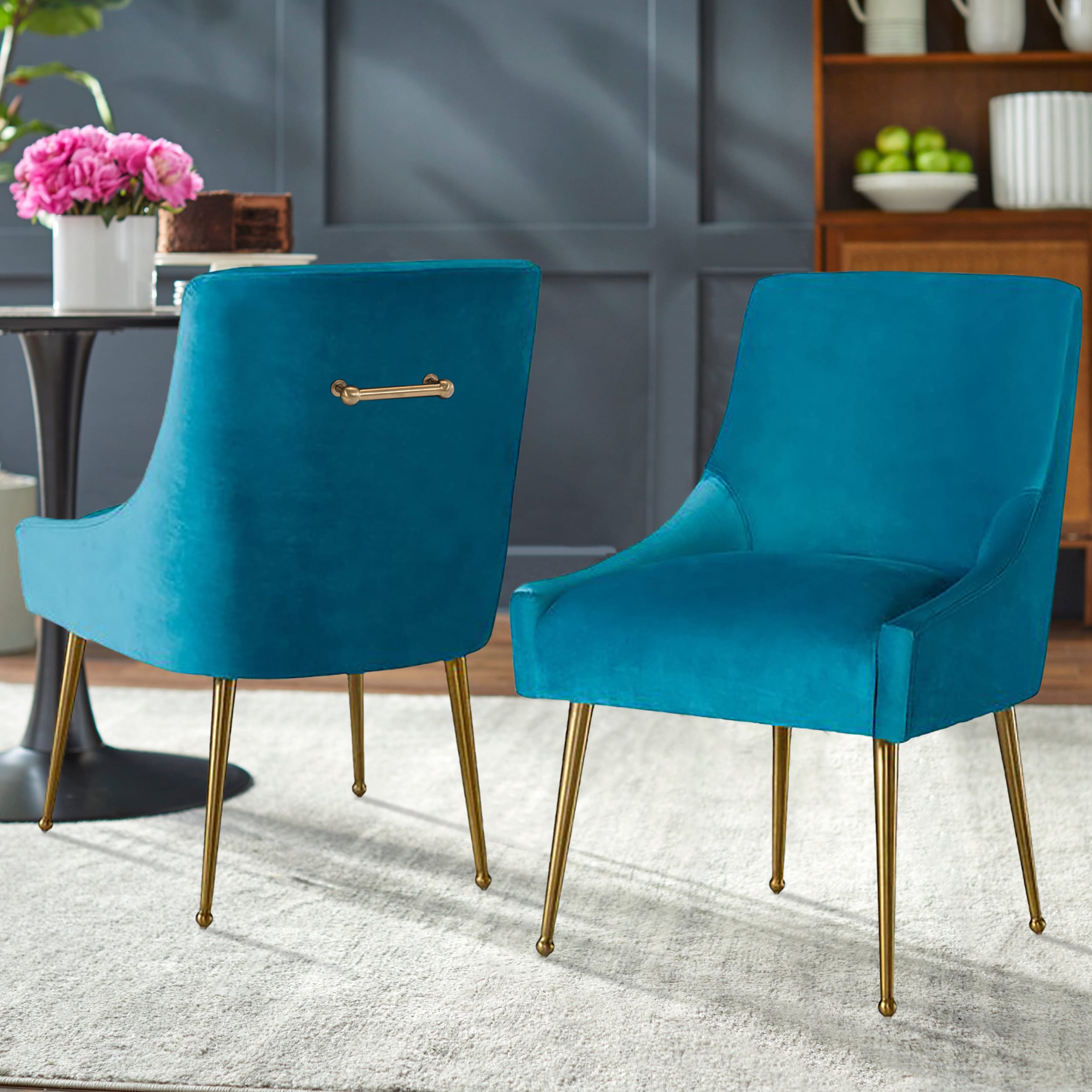 Velvet Dining Chair, Accent Side Chair With Adjustable Foot Nails, Set of 2-Boyel Living