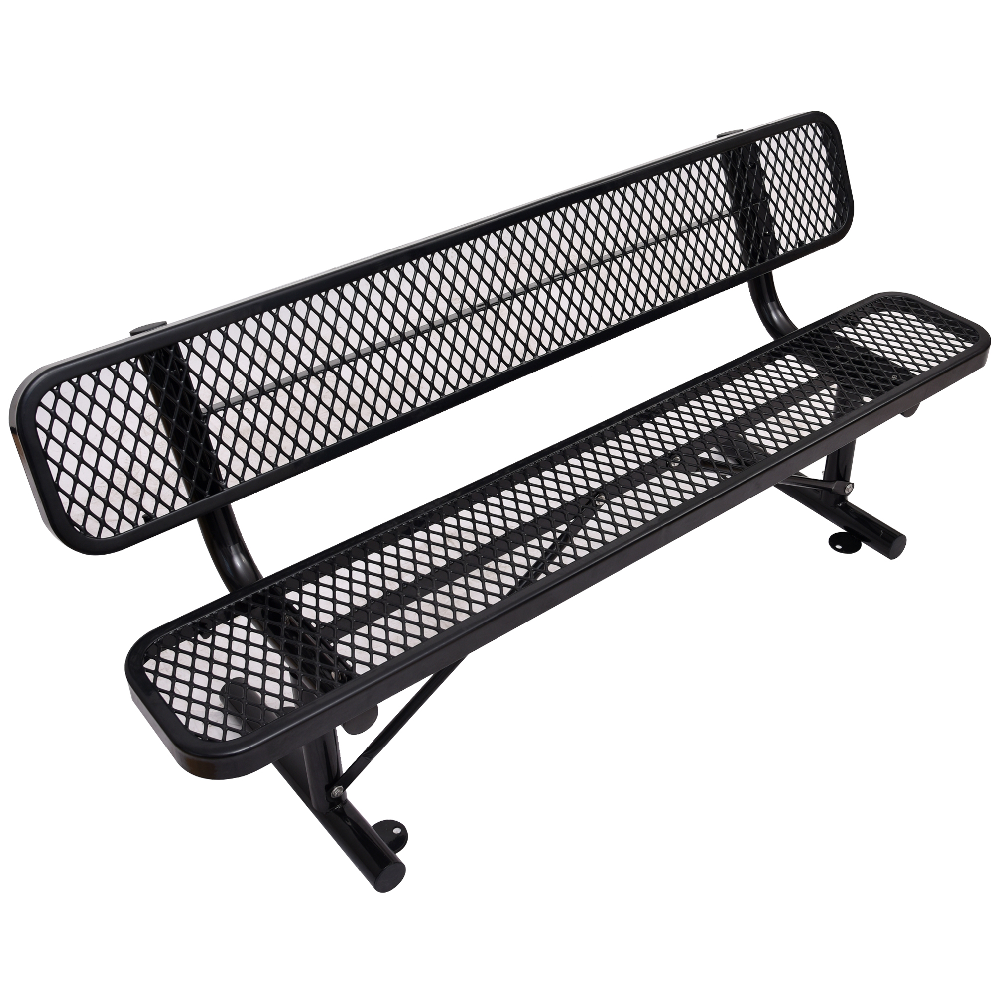 6 ft. Outdoor Steel Bench with Backrest BLACK-Boyel Living