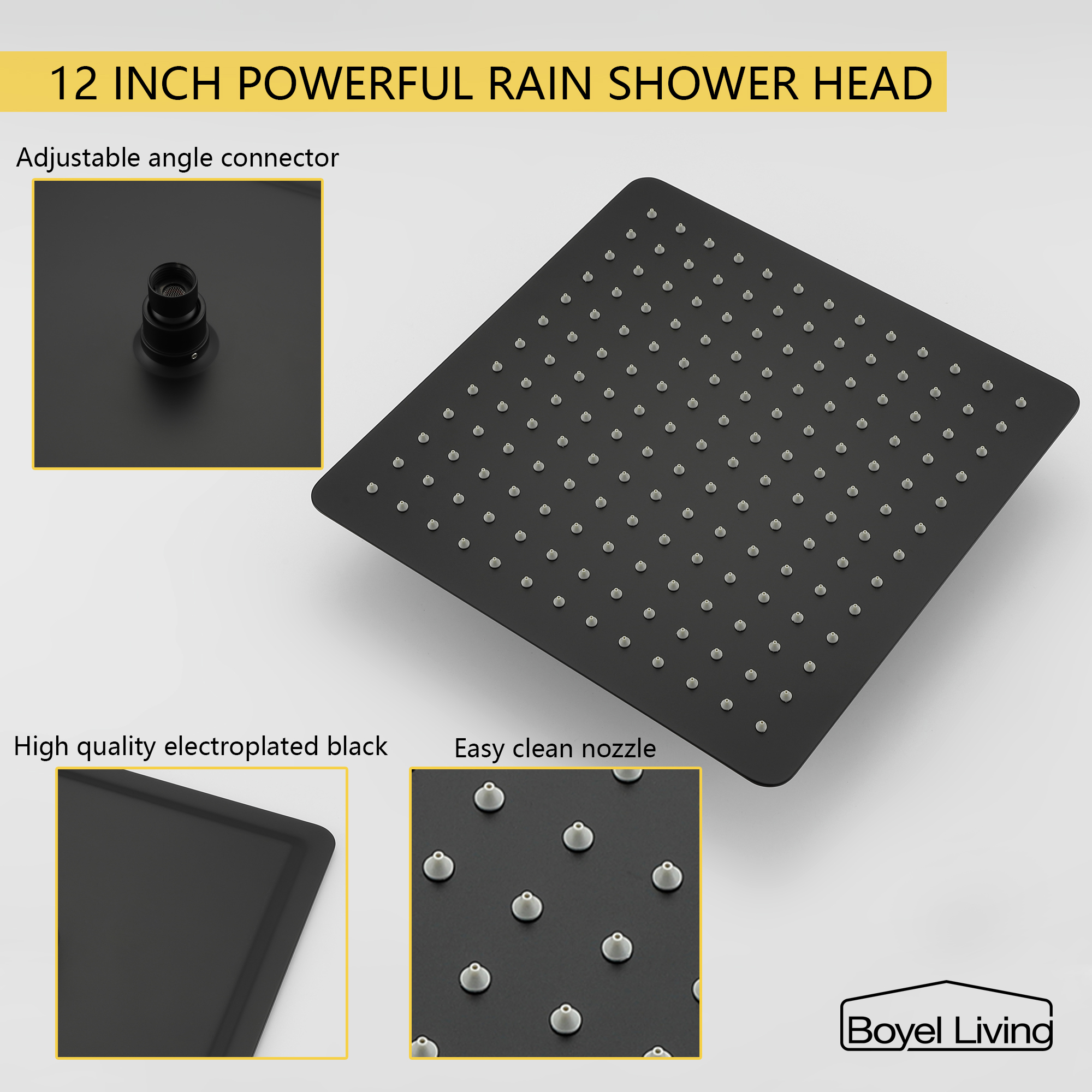Ceiling Mount Single-Handle 1-Spray Tub and Shower Faucet with 12 in. Fixed Shower Head in Matte Black (Valve Included)