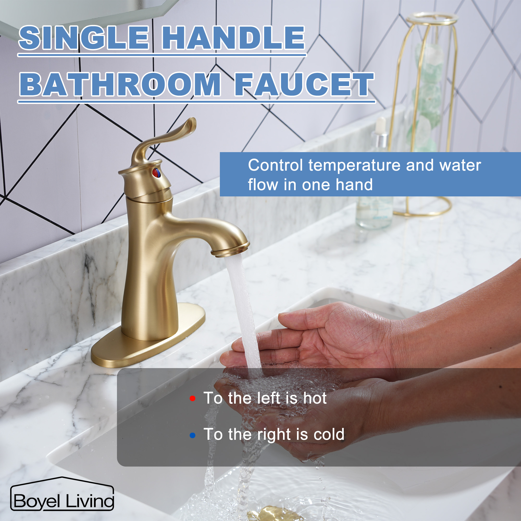 1.2 GPM Single Handle Single Hole Bathroom Faucet with Water Supply Hose and Built-in Aerator in Brushed Nickel
