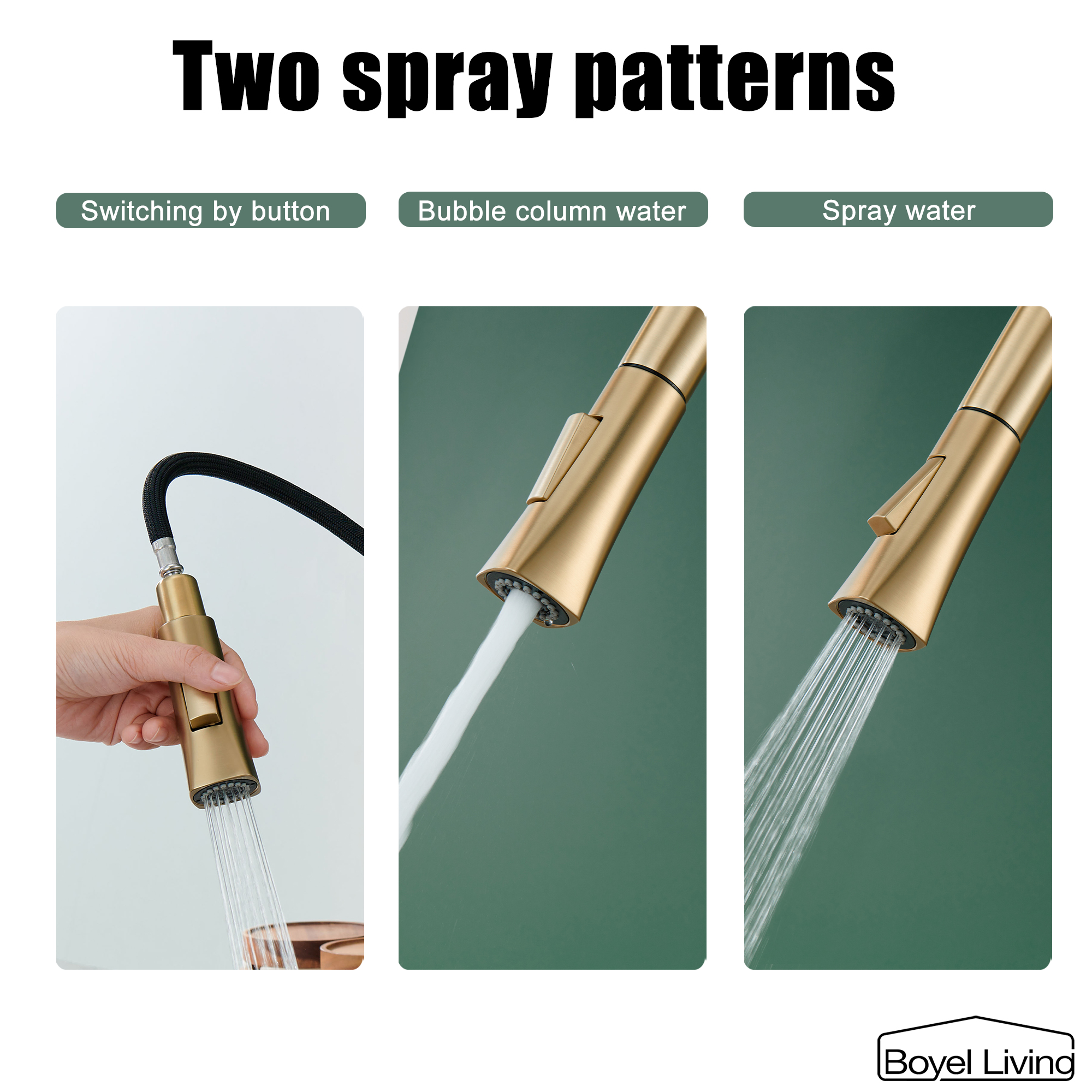 Boyel Living Single Handle Pull Down Sprayer Kitchen Faucet