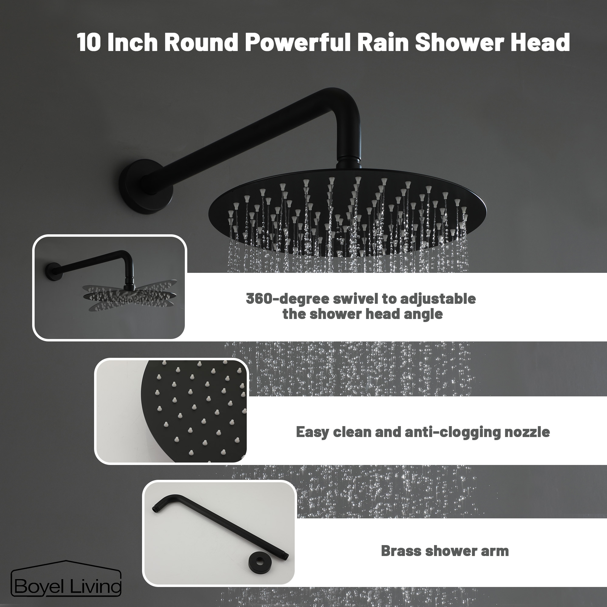10-inch Round Wall Mount Two-function Shower System With Handheld Shower Head