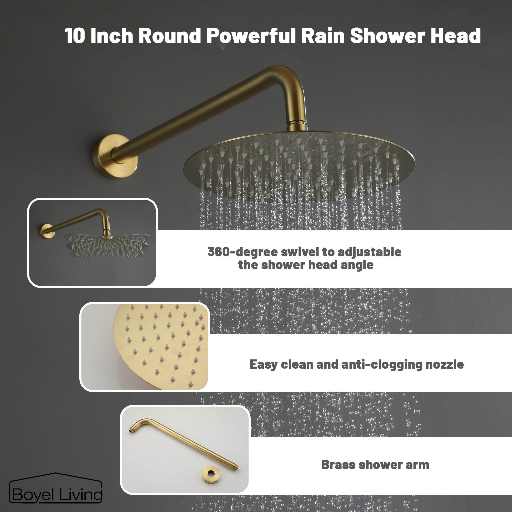 10-inch Round Wall Mount Two-function Shower System With Handheld Shower Head