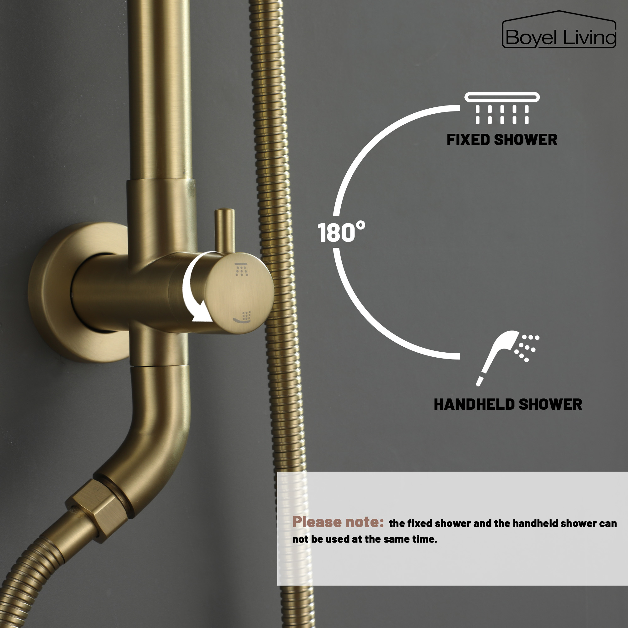 Boyel Living 3-Spray Patterns with 2.5 GPM 10 in. Wall Mount Dual Shower Heads in Matte Black