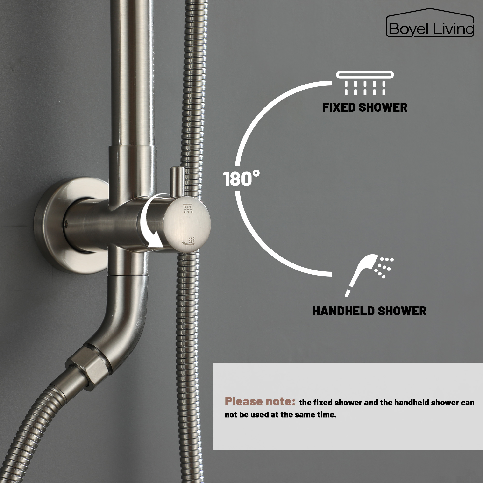 Boyel Living 3-Spray Patterns with 2.5 GPM 10 in. Wall Mount Dual Shower Heads in Matte Black