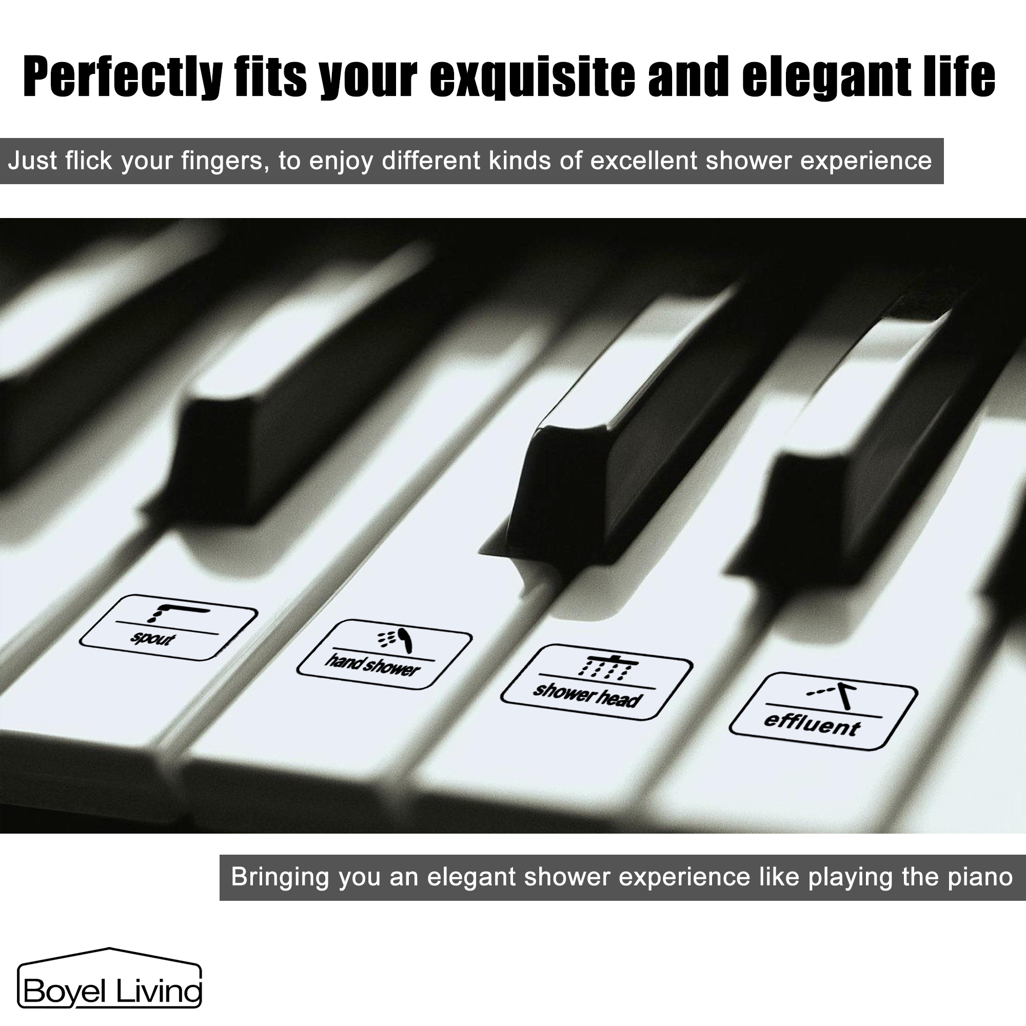 Boyel Living 3-Spray 12 in. Wall Mount Shower System in Matte Black