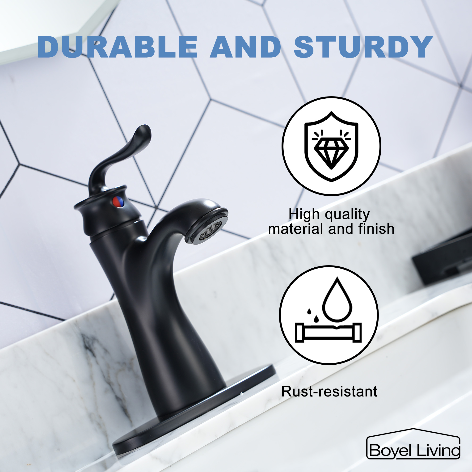 1.2 GPM Single Handle Single Hole Bathroom Faucet with Water Supply Hose and Built-in Aerator in Brushed Nickel