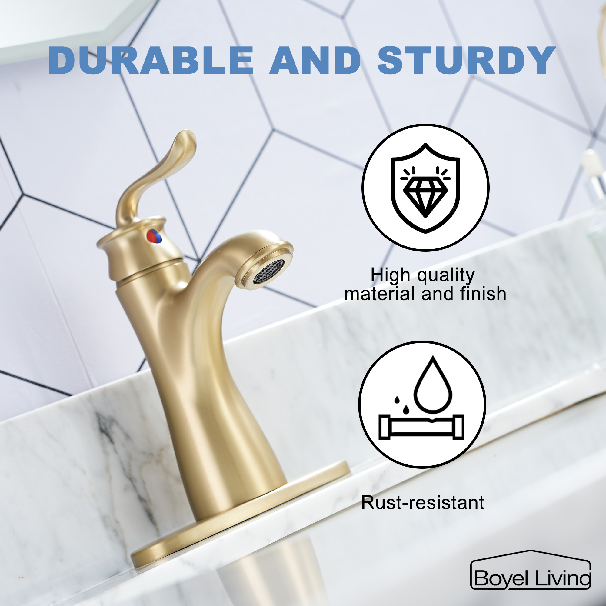 1.2 GPM Single Handle Single Hole Bathroom Faucet with Water Supply Hose and Built-in Aerator in Brushed Nickel