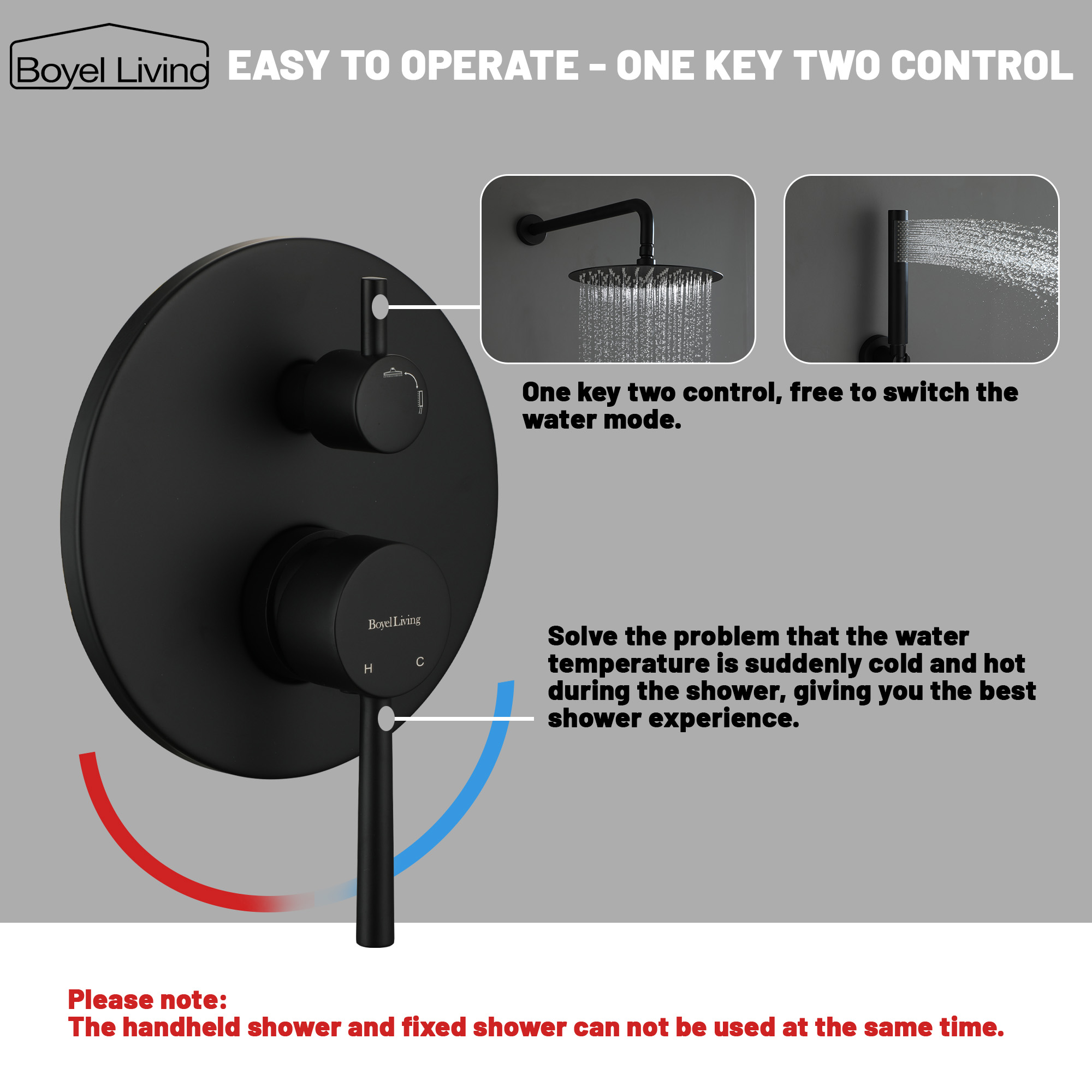 10-inch Round Wall Mount Two-function Shower System With Handheld Shower Head