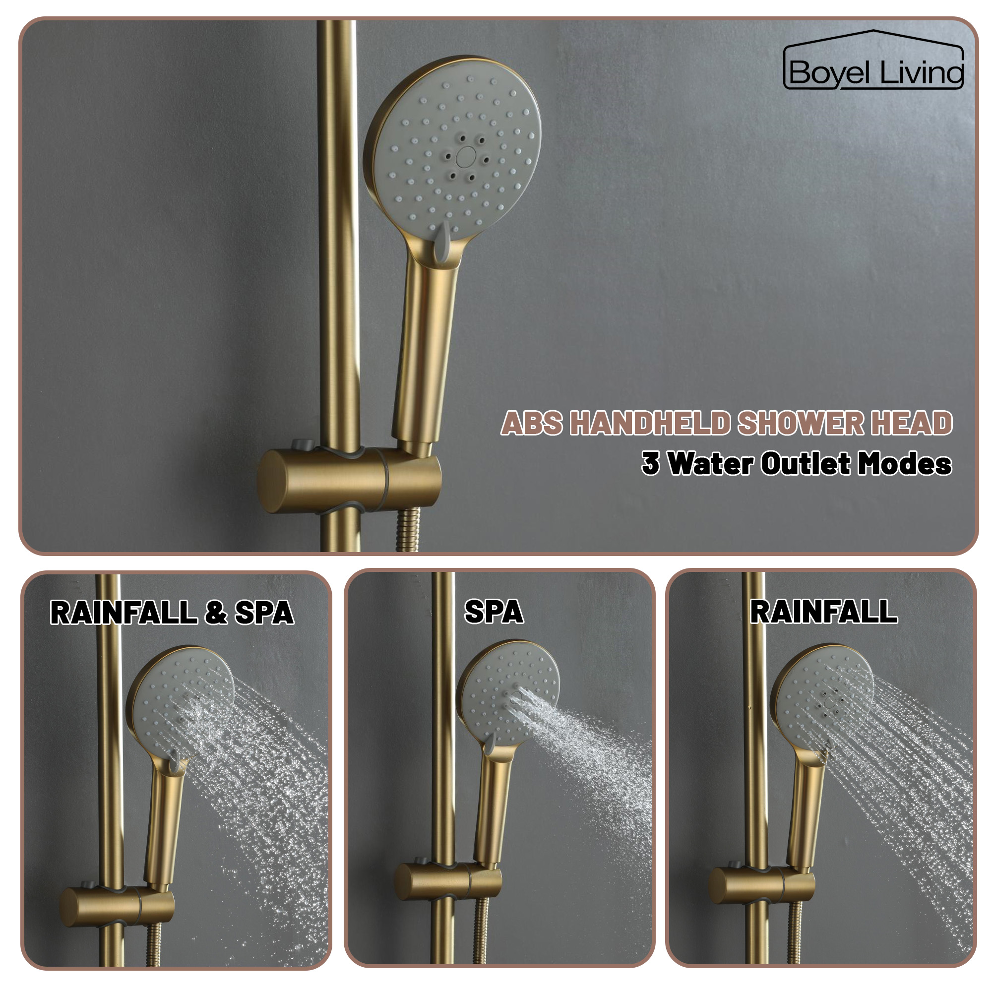 Boyel Living 3-Spray Patterns with 2.5 GPM 10 in. Wall Mount Dual Shower Heads in Matte Black