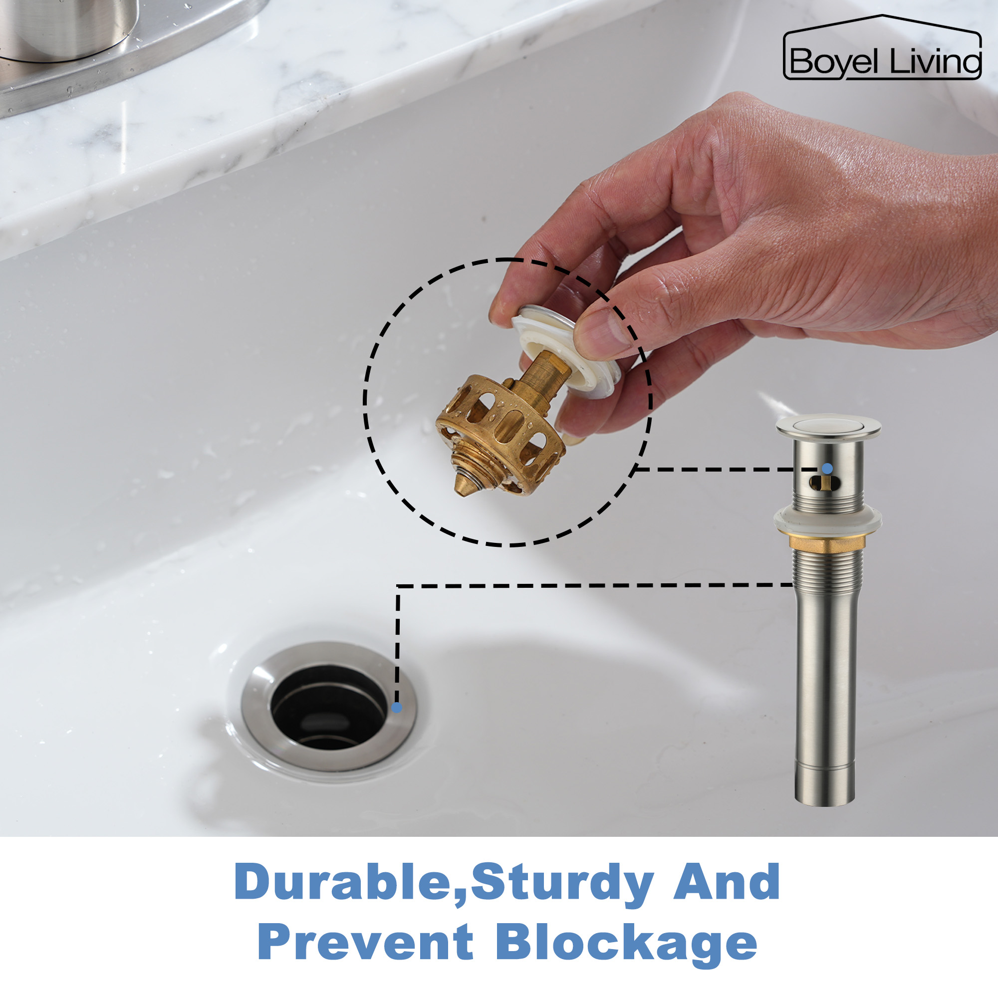 1.2 GPM Single Handle Single Hole Bathroom Faucet with Water Supply Hose and Built-in Aerator in Brushed Nickel
