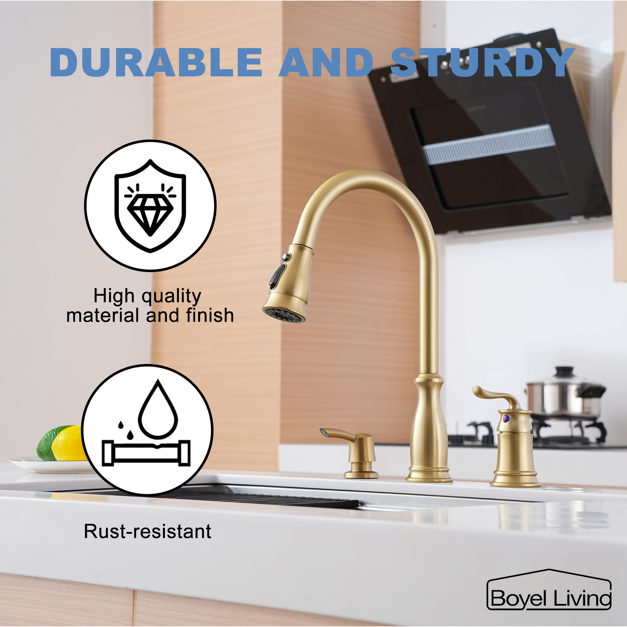 3-Spray Patterns 1.8 GPM Single Handle No Sensor Pull Down Sprayer Kitchen Faucet with Soap Dispenser in Brushed Nickel