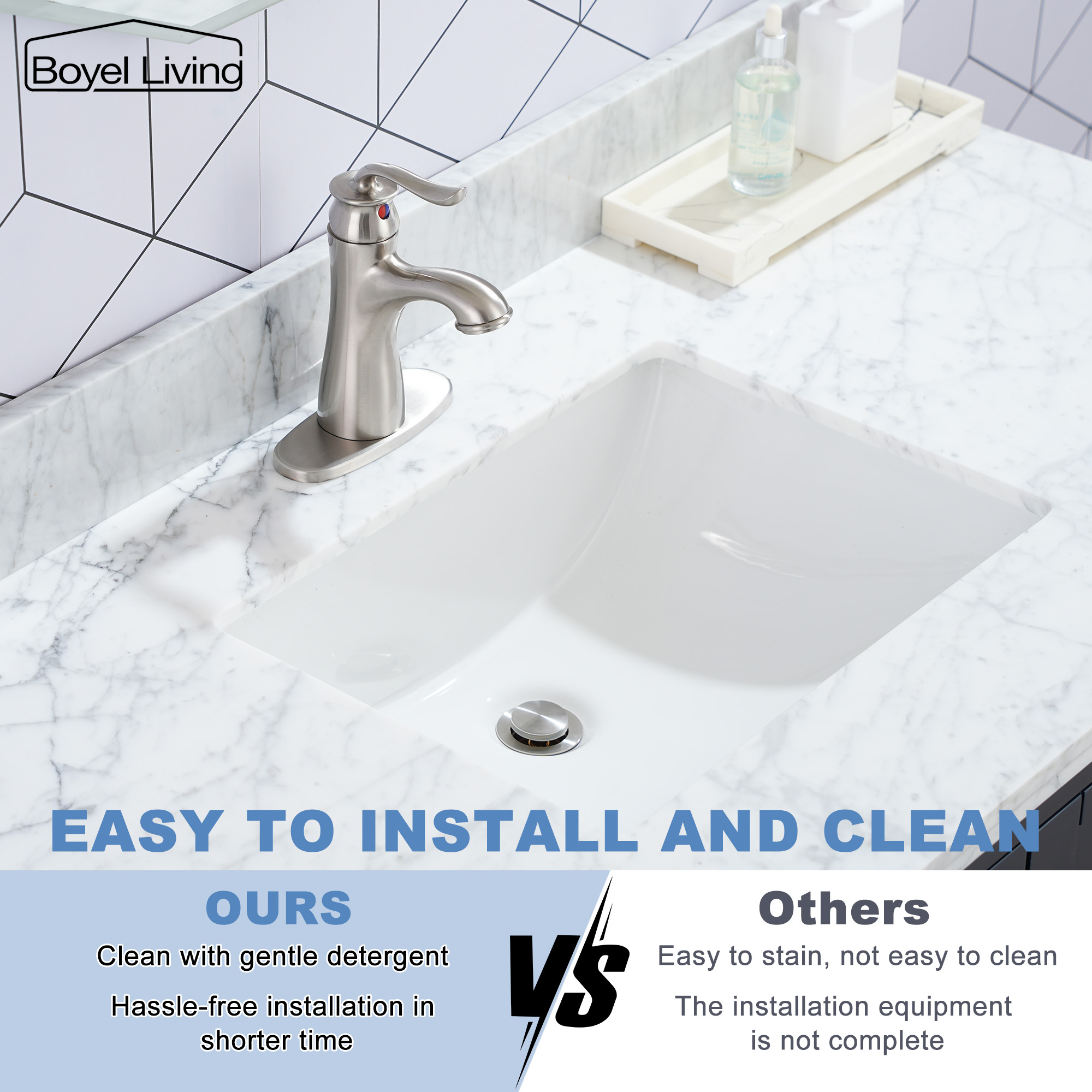 1.2 GPM Single Handle Single Hole Bathroom Faucet with Water Supply Hose and Built-in Aerator in Brushed Nickel