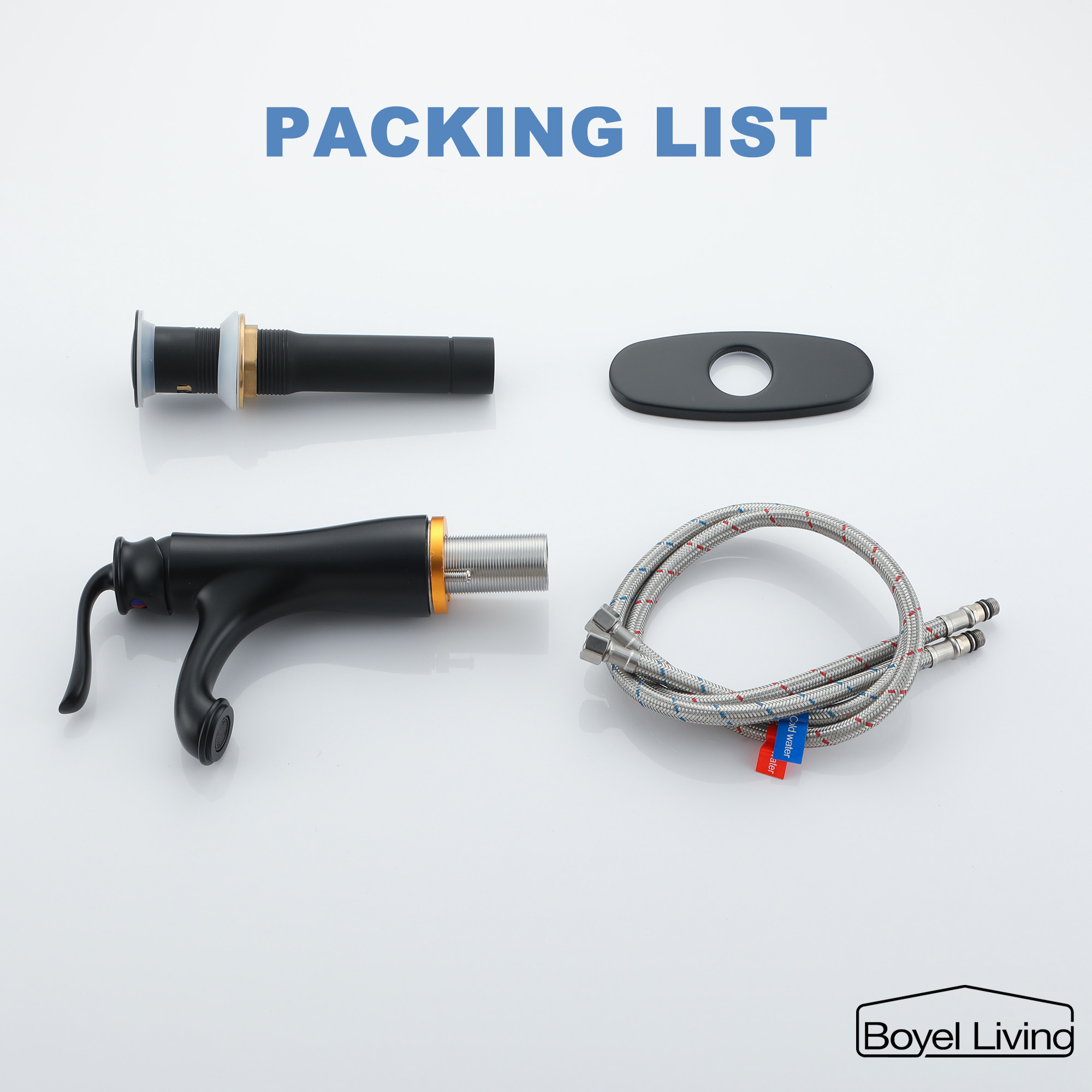 1.2 GPM Single Handle Single Hole Bathroom Faucet with Water Supply Hose and Built-in Aerator in Brushed Nickel