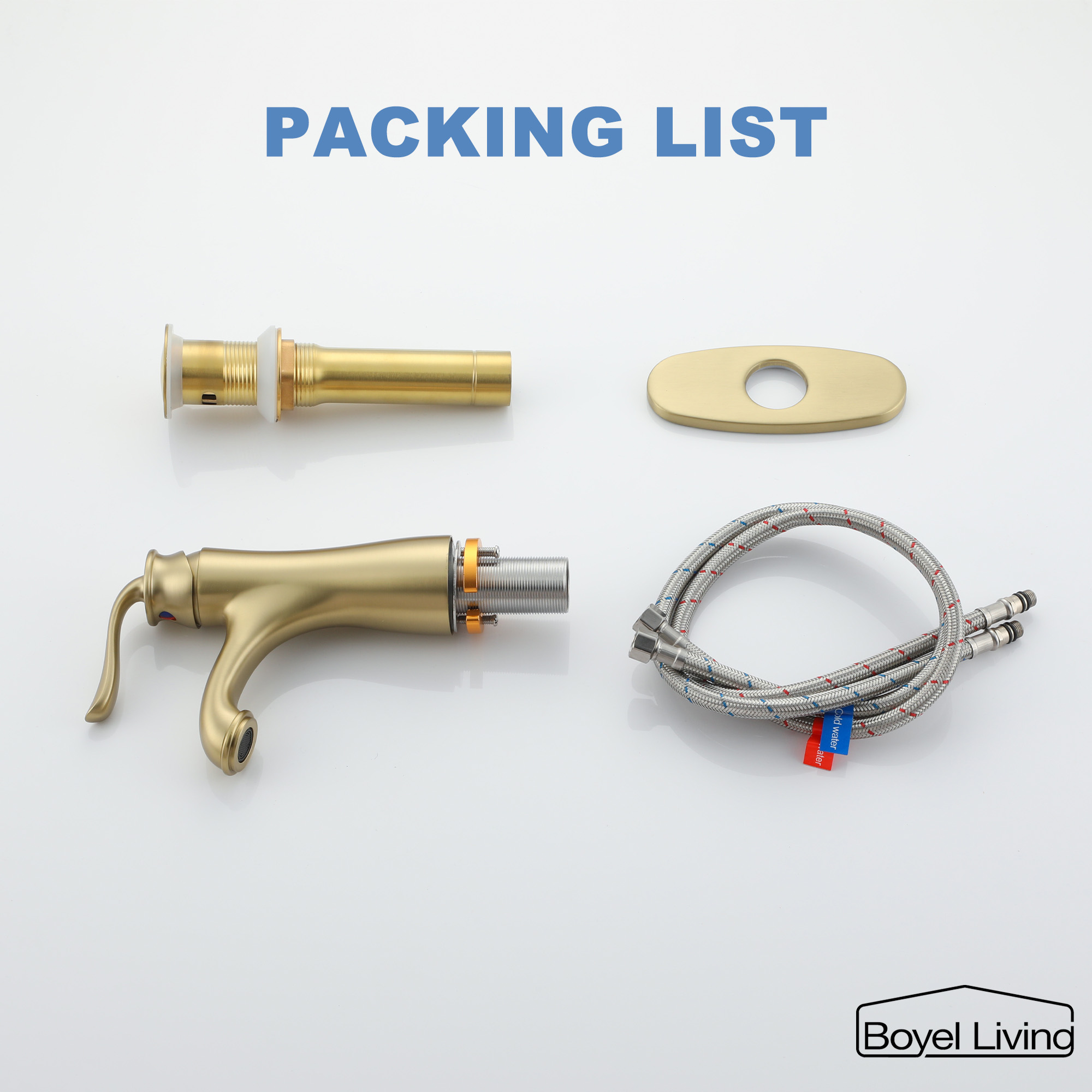 1.2 GPM Single Handle Single Hole Bathroom Faucet with Water Supply Hose and Built-in Aerator in Brushed Nickel