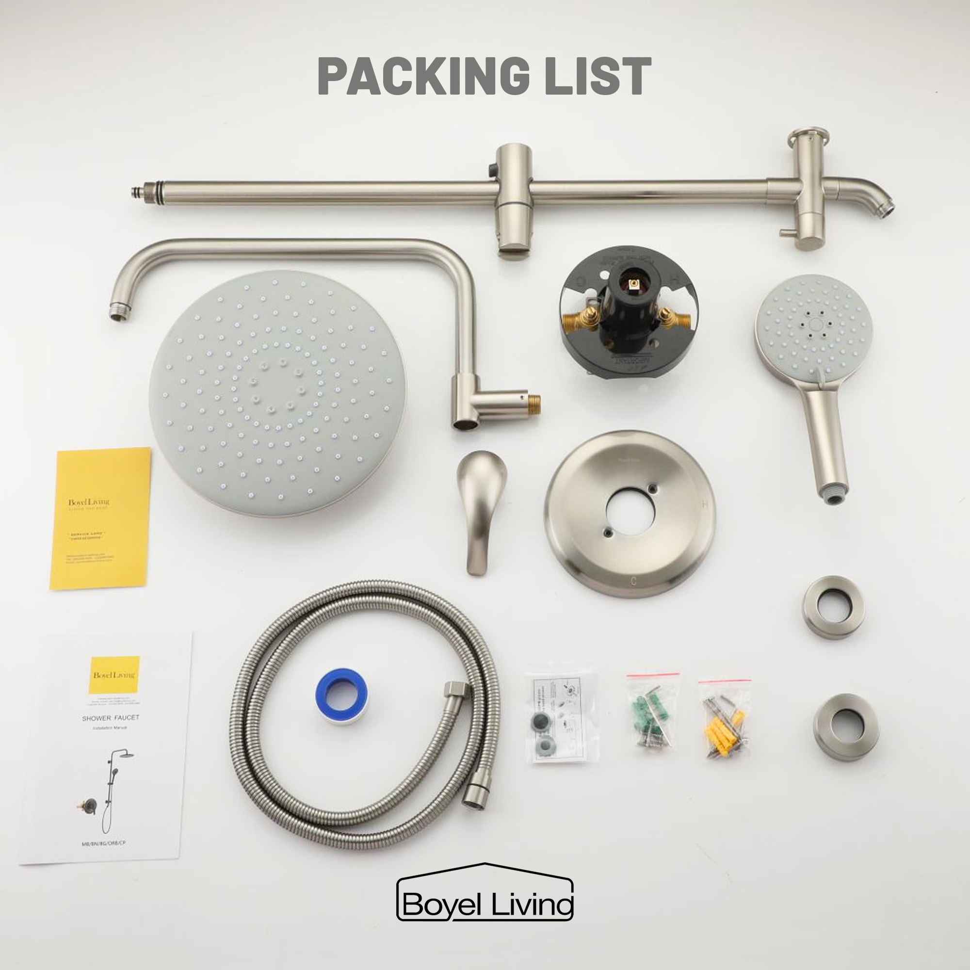 Boyel Living 3-Spray Patterns with 2.5 GPM 10 in. Wall Mount Dual Shower Heads in Matte Black