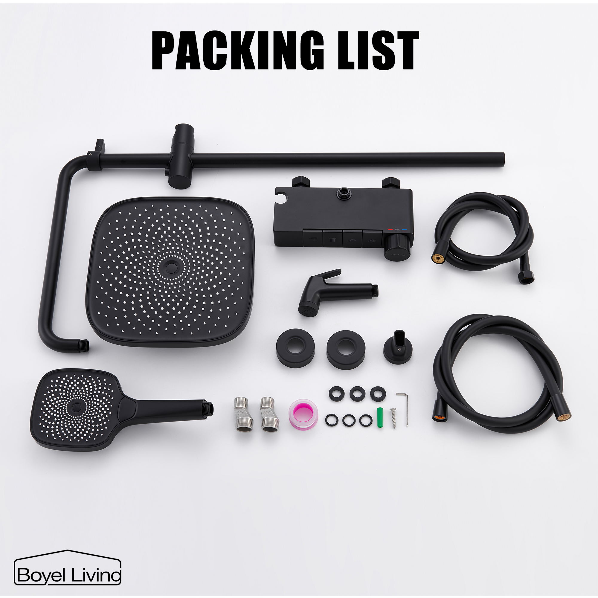 Boyel Living 3-Spray Patterns 10 in. Shower System in Matte Black