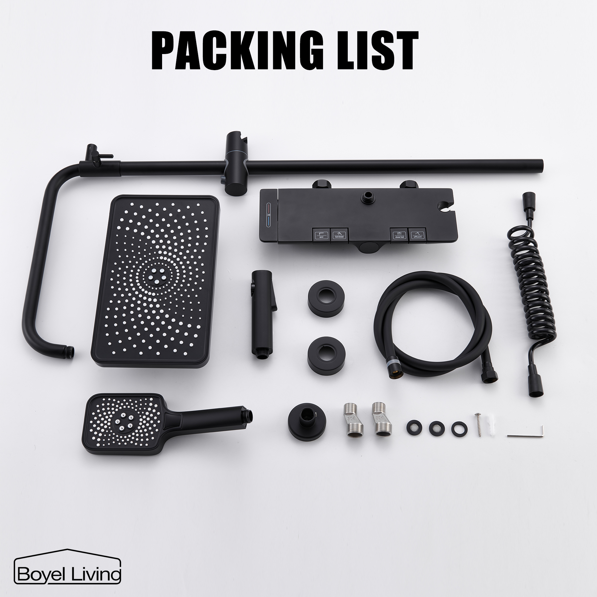 Boyel Living 3-Spray 12 in. Wall Mount Shower System in Matte Black