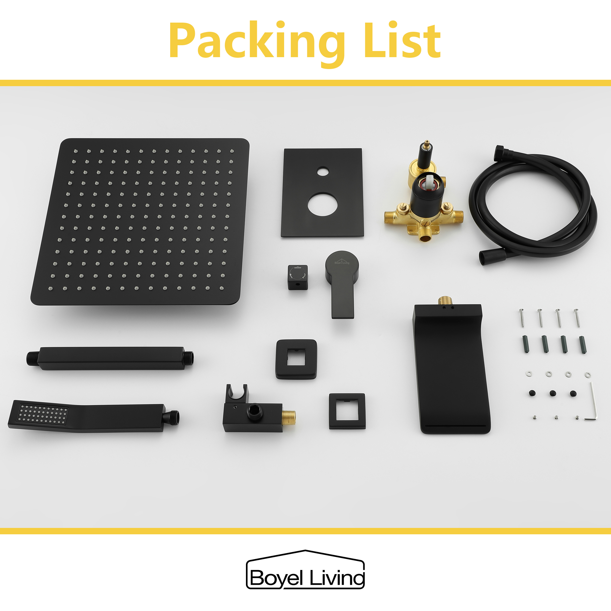 Ceiling Mount Single-Handle 1-Spray Tub and Shower Faucet with 12 in. Fixed Shower Head in Matte Black (Valve Included)