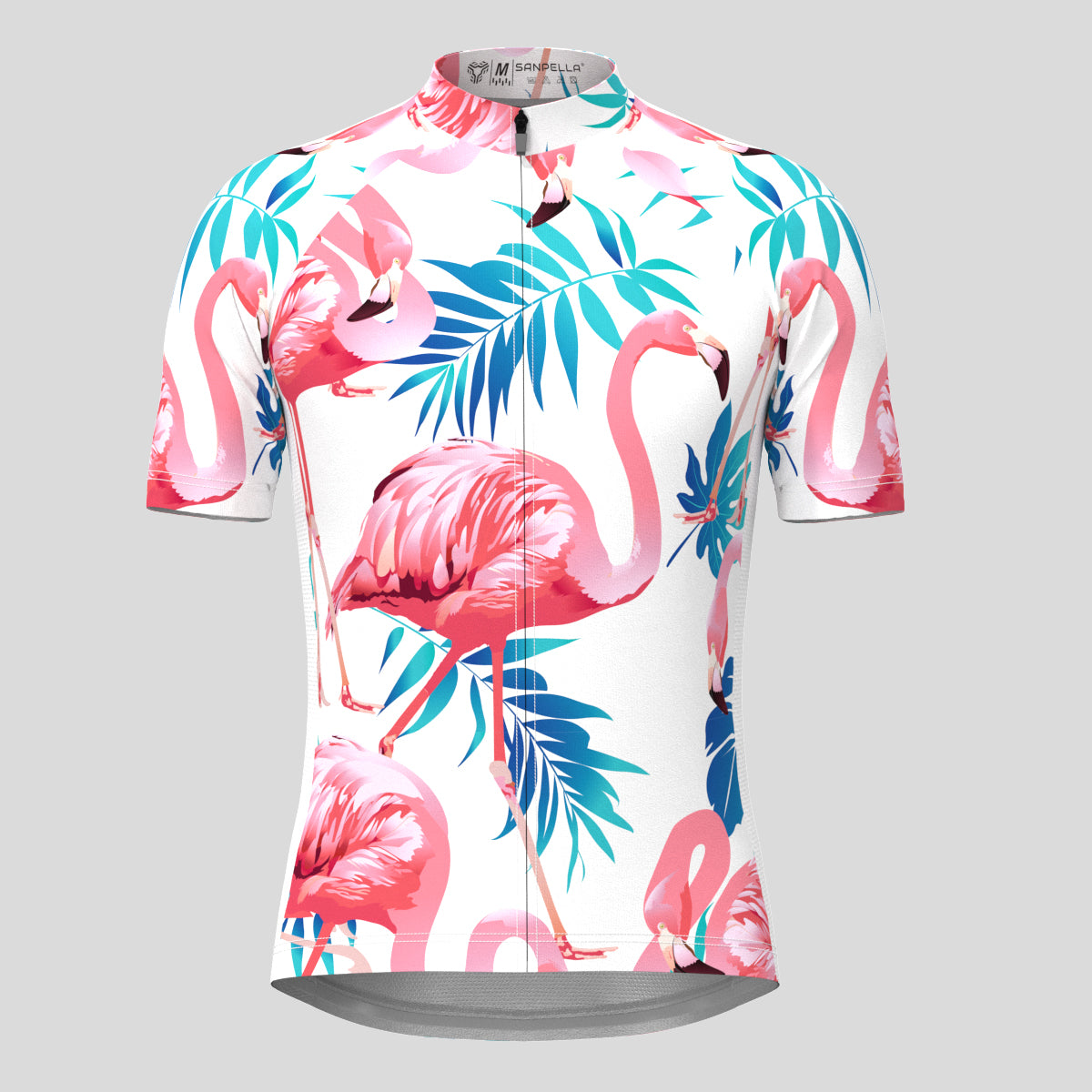 Men's Flamingo & Tropical Print Cycling Jersey
