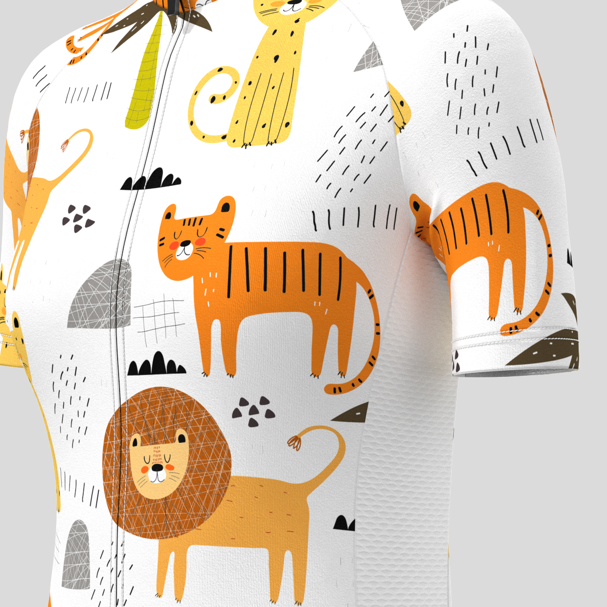 Cartoon Lions Tigers Leopards Women's Cycling Jersey