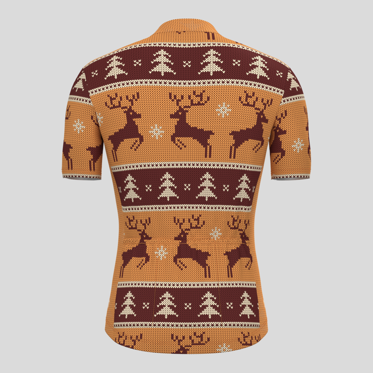 XMAS Ugly Sweater Themed Men's Cycling Jersey - Brown