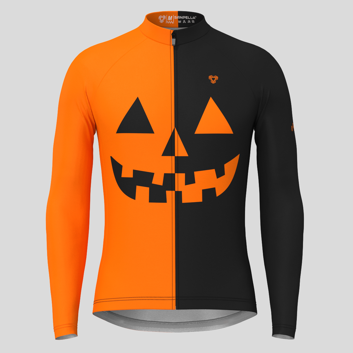 Halloween Pumpkin Face Men's LS Cycling Jersey