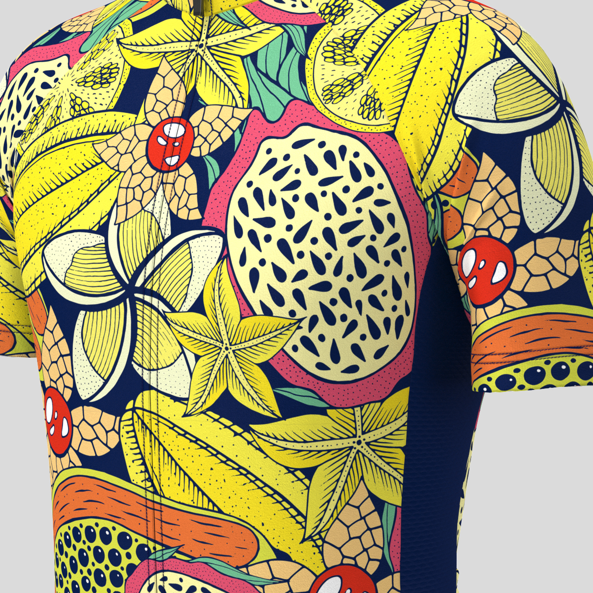 Men's Tropical Fruits Doodle Graphic Cycling Jersey